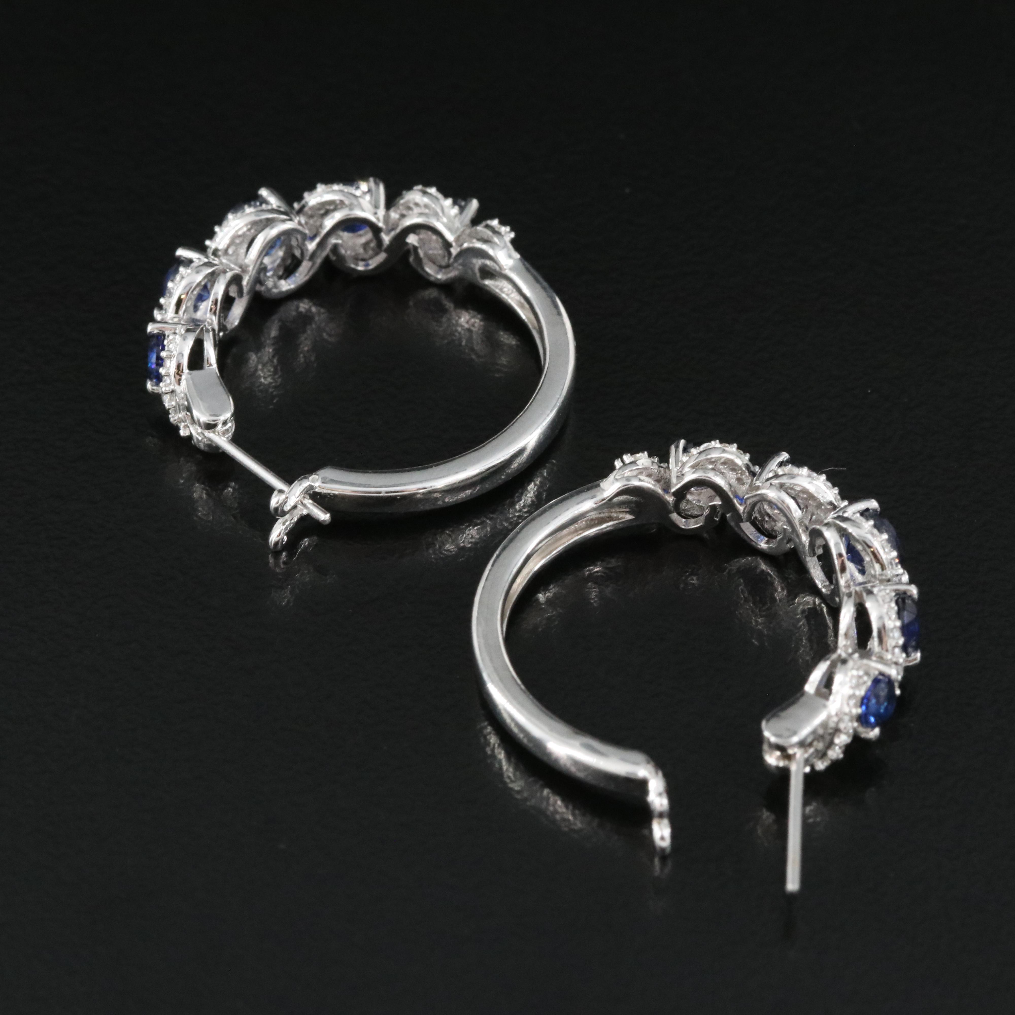 Sterling Sapphire Hoop Earrings