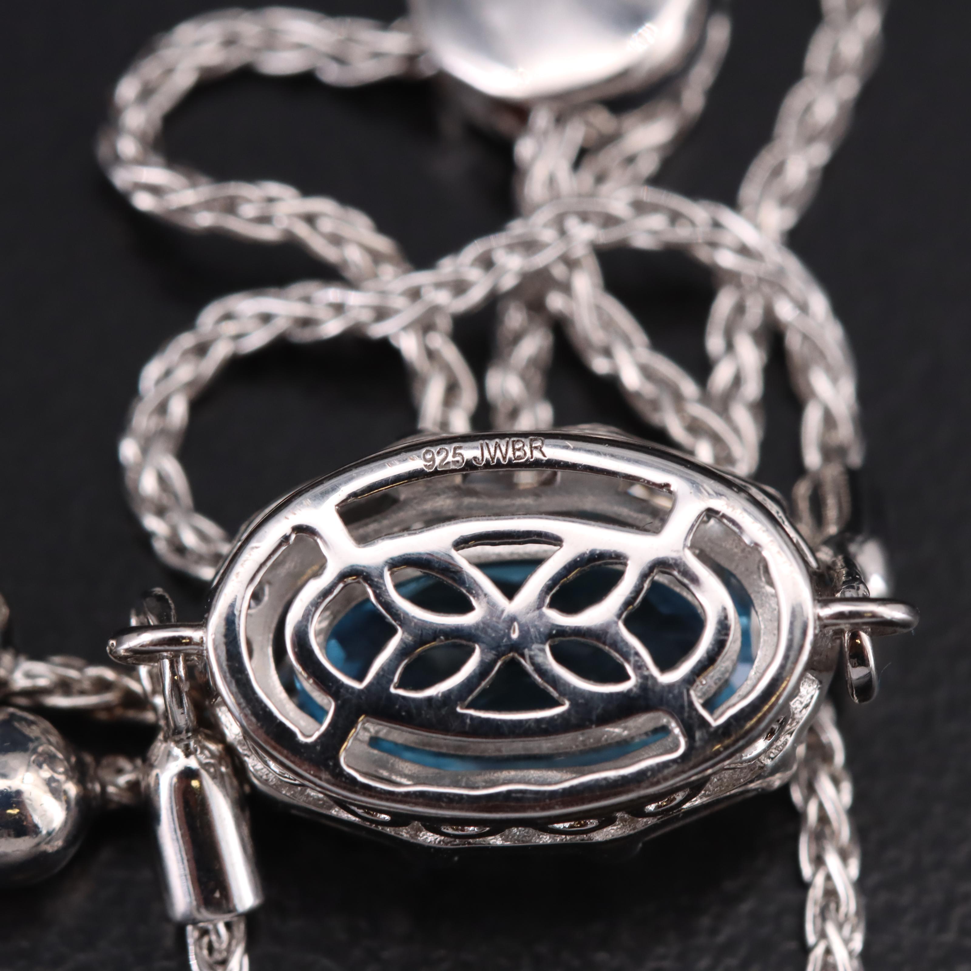 Sterling Swiss Blue Topaz and Sapphire Bolo Bracelet