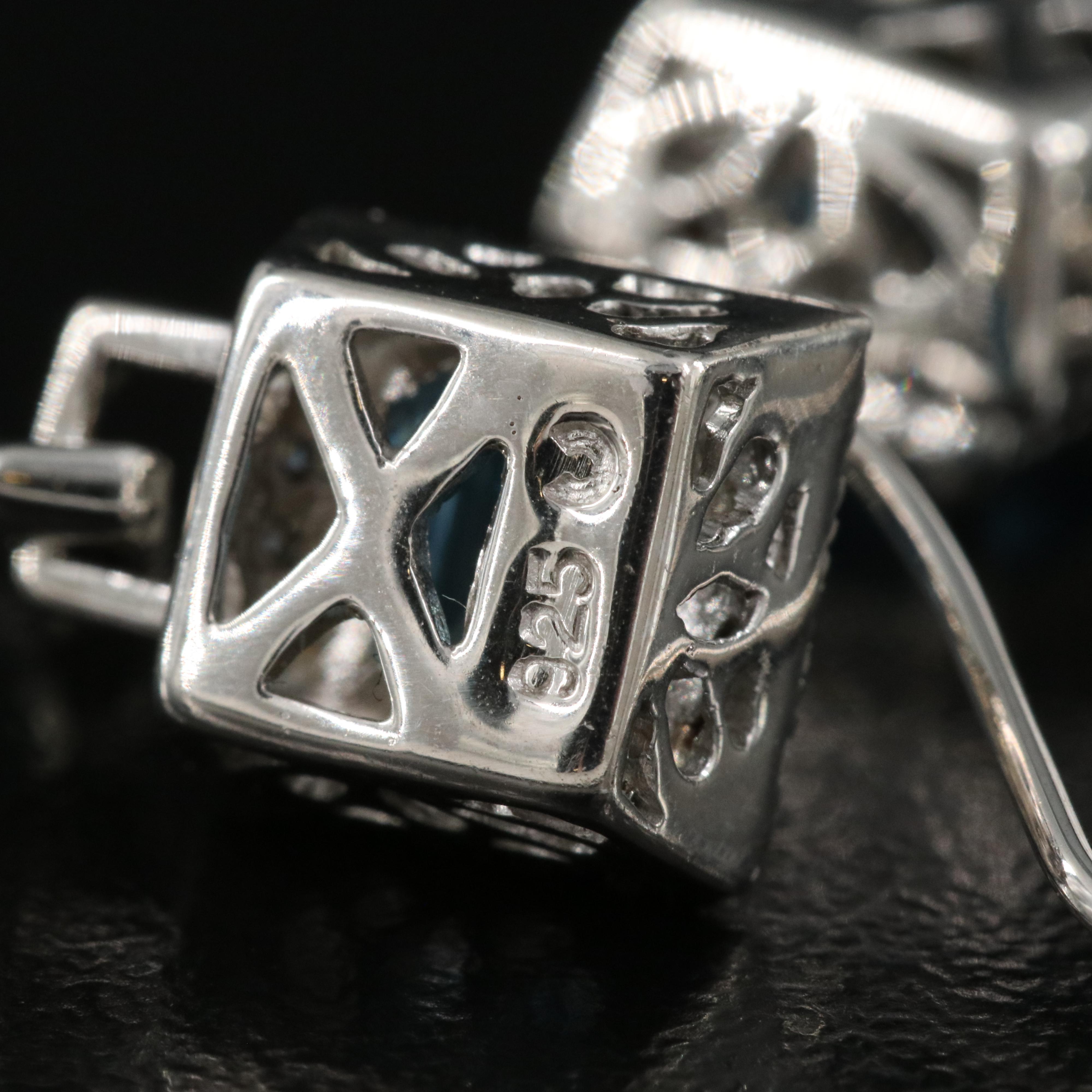 Sterling Silver Topaz and Diamond Earrings