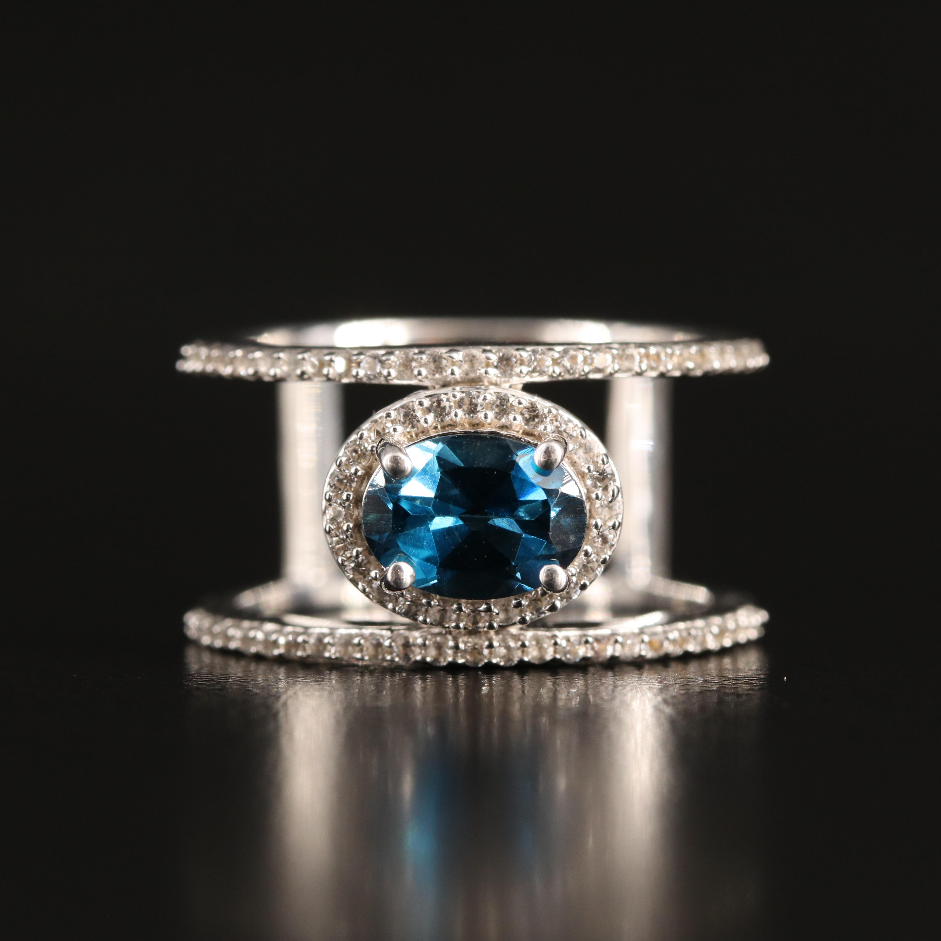 Sterling London Blue Topaz and Sapphire Ring