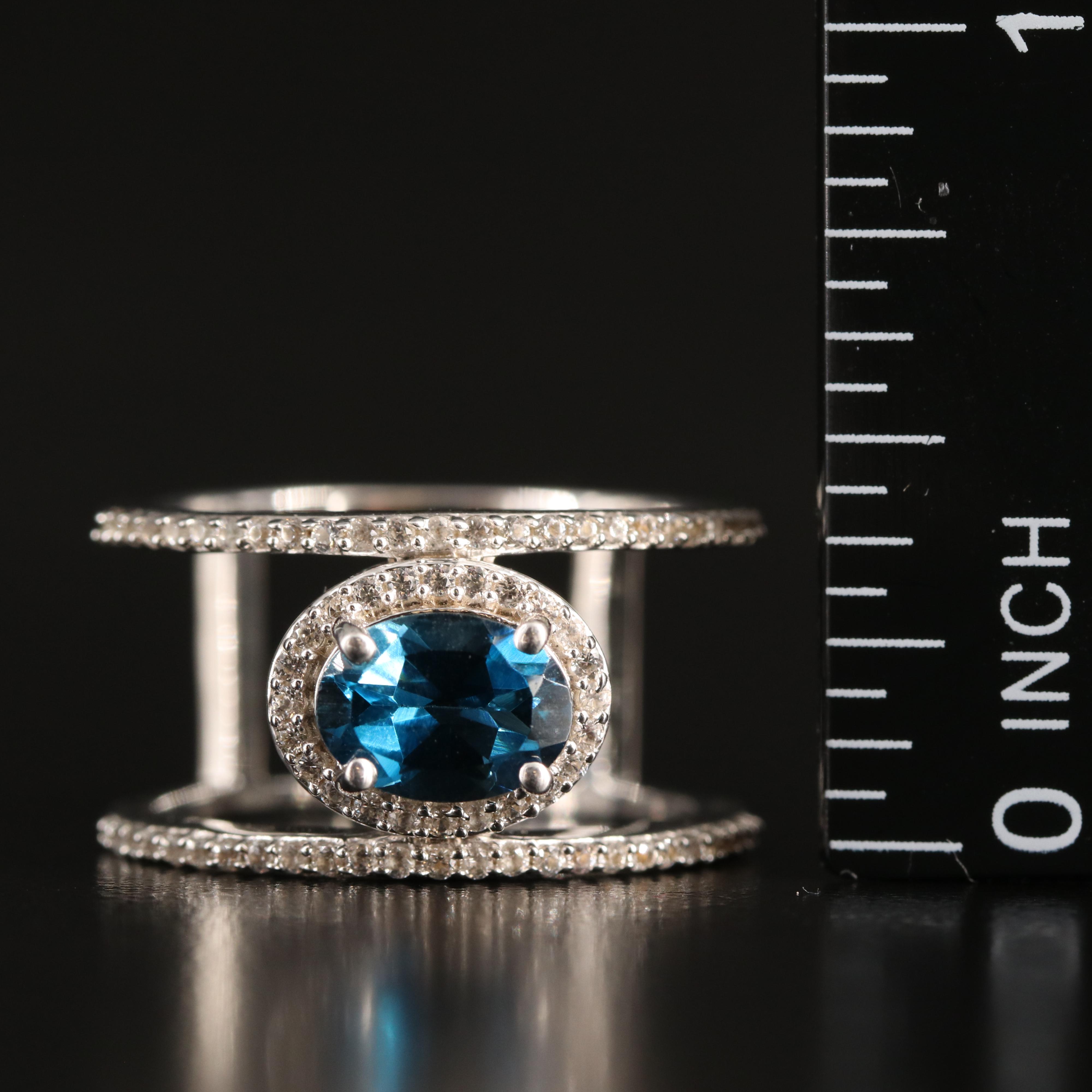 Sterling London Blue Topaz and Sapphire Ring