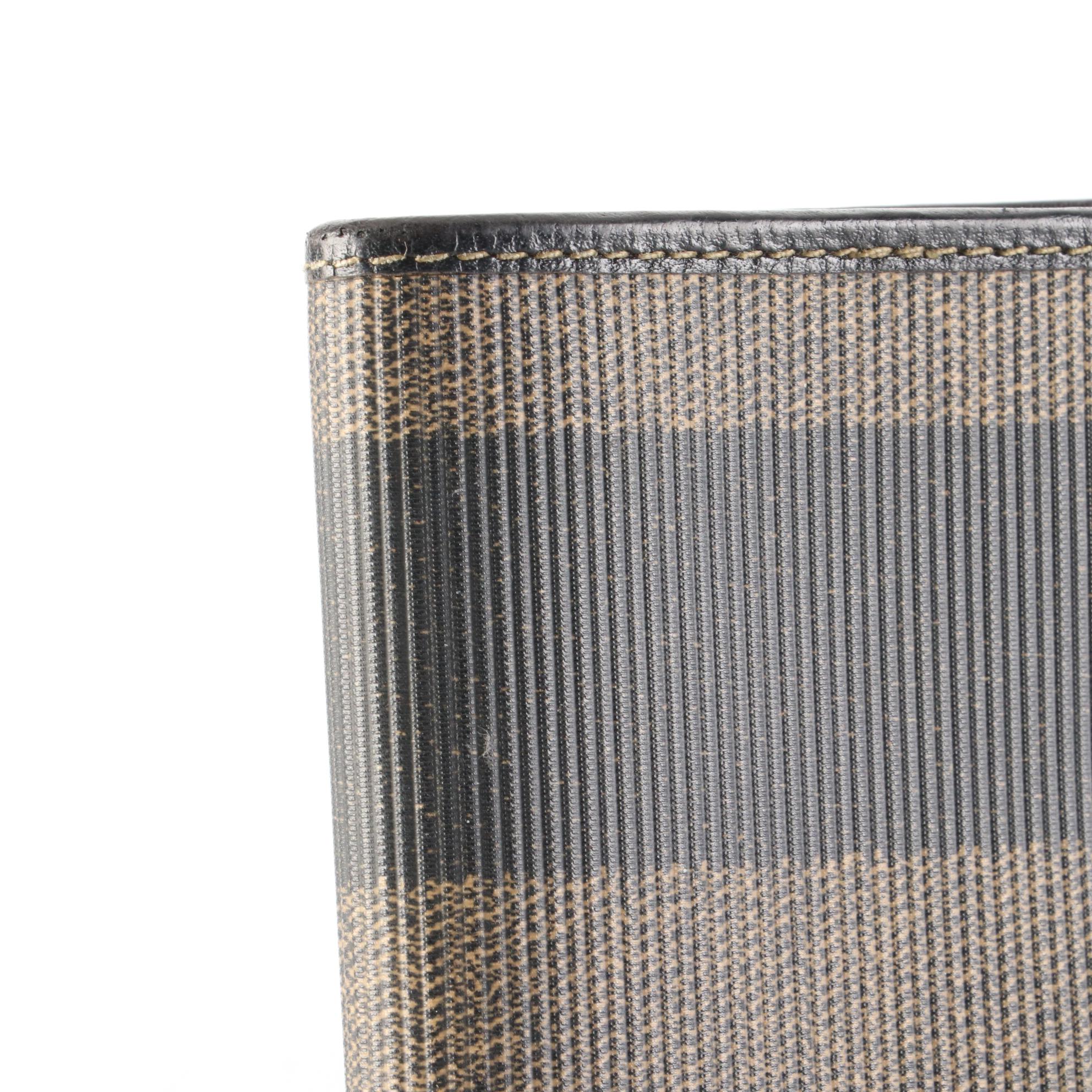Fendi Bifold Wallet in Pequin Stripe Canvas and Black Leather