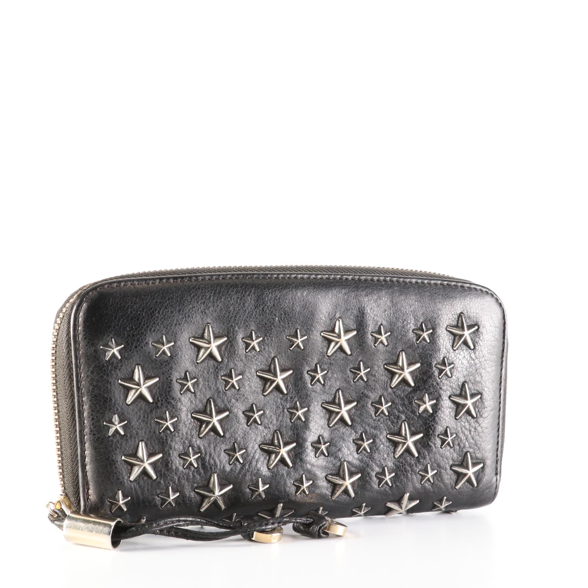 Jimmy Choo Star Studded Leather Zip Wallet