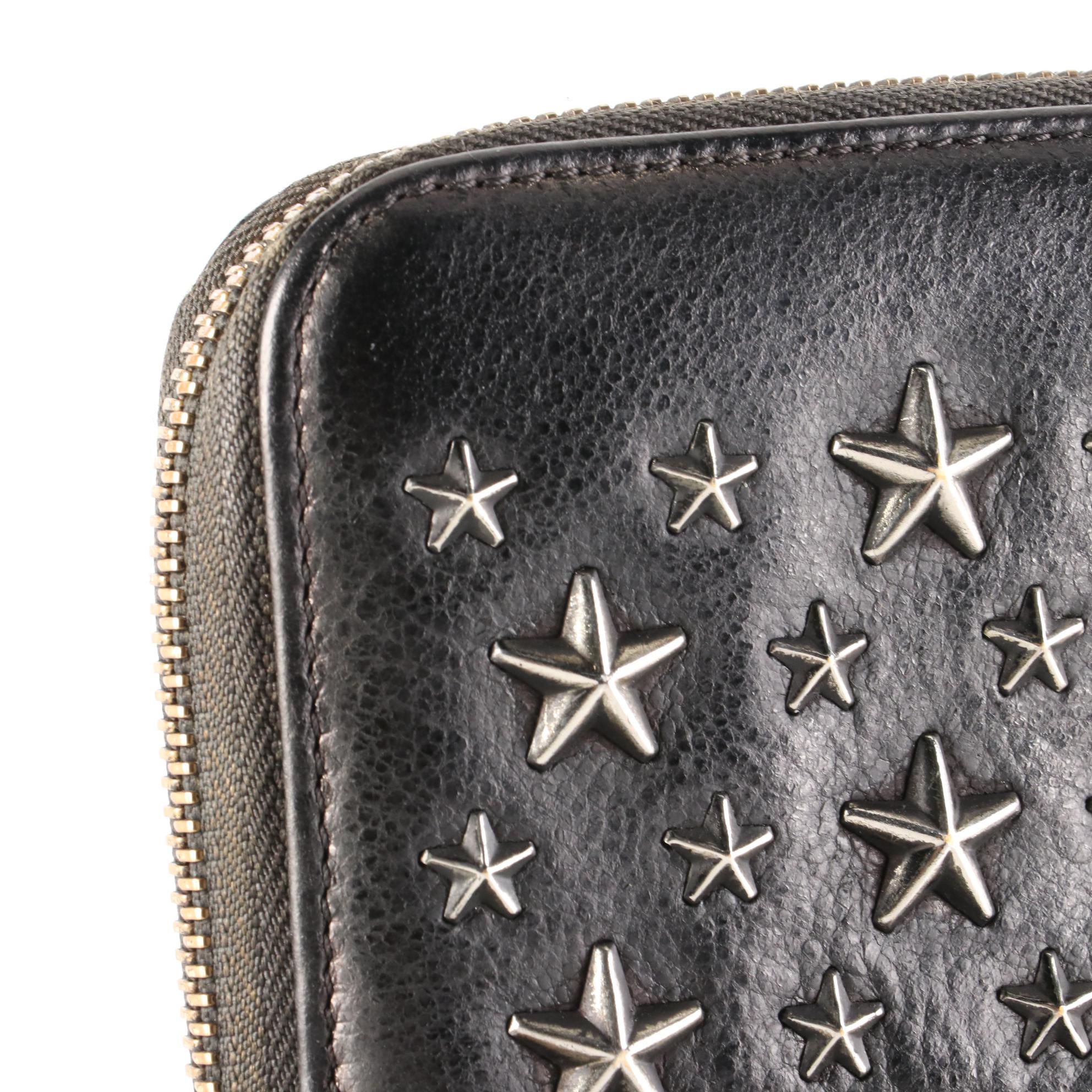 Jimmy Choo Star Studded Leather Zip Wallet