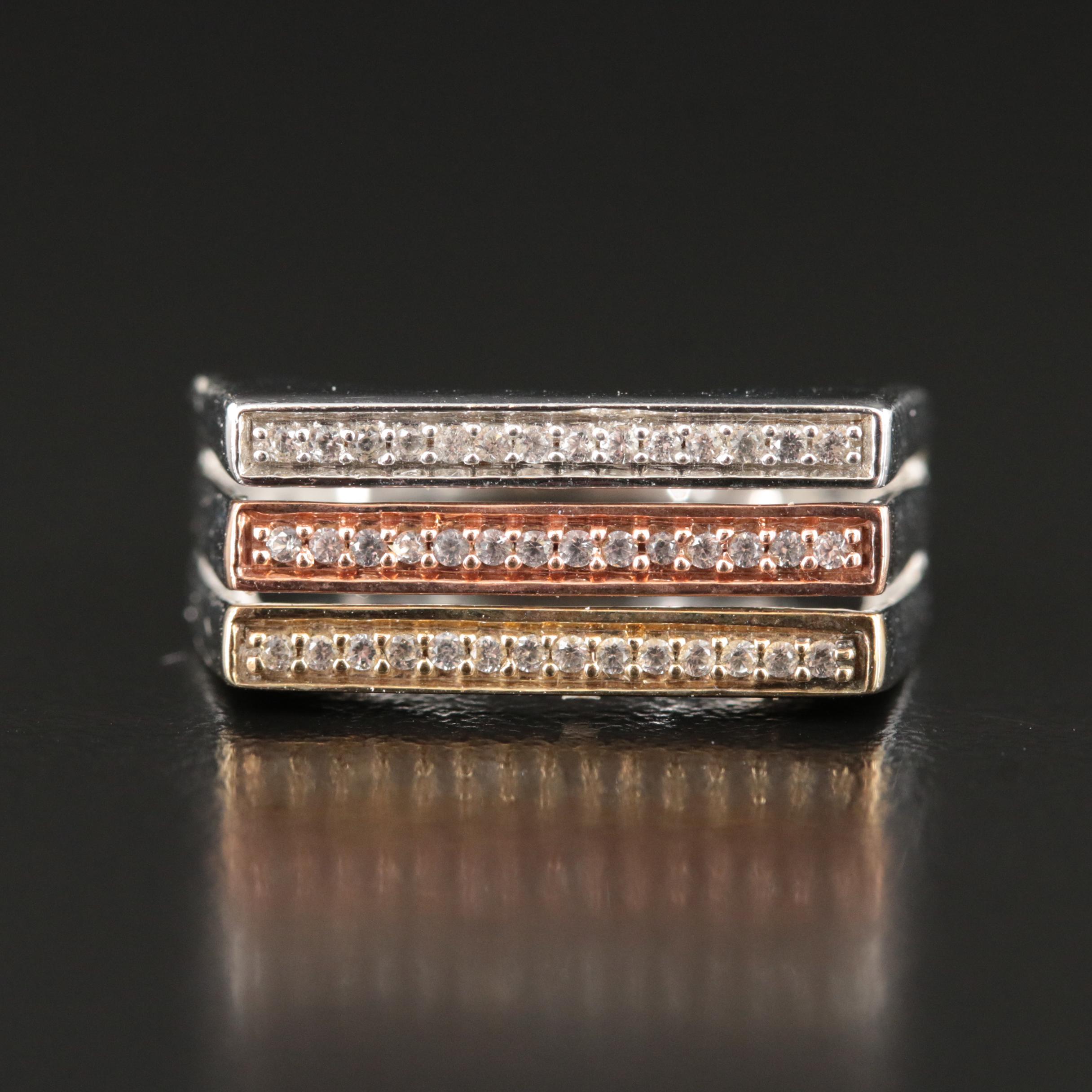 Sterling Sapphire Ring with 10K Rose Gold Accent