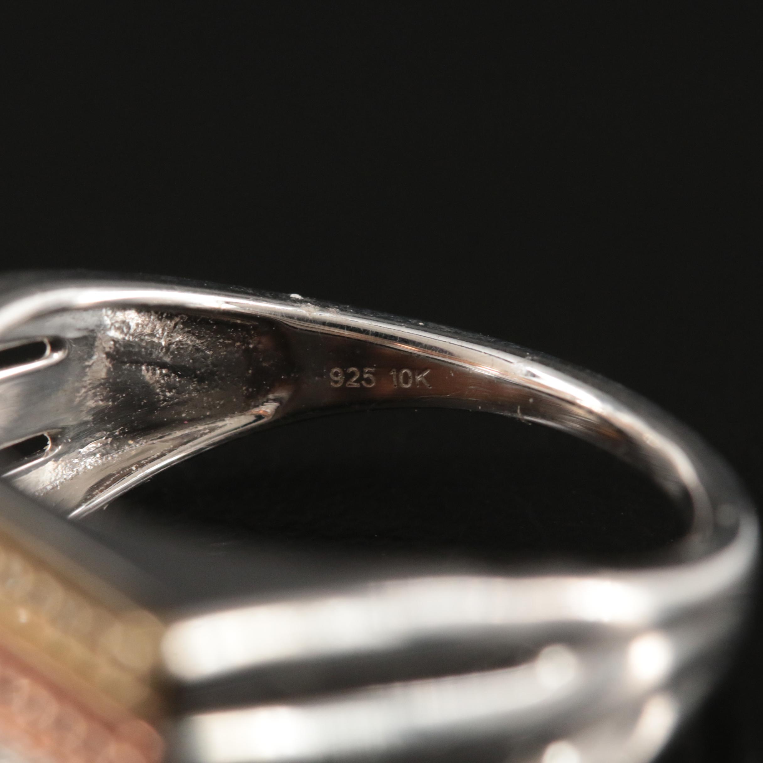 Sterling Sapphire Ring with 10K Rose Gold Accent