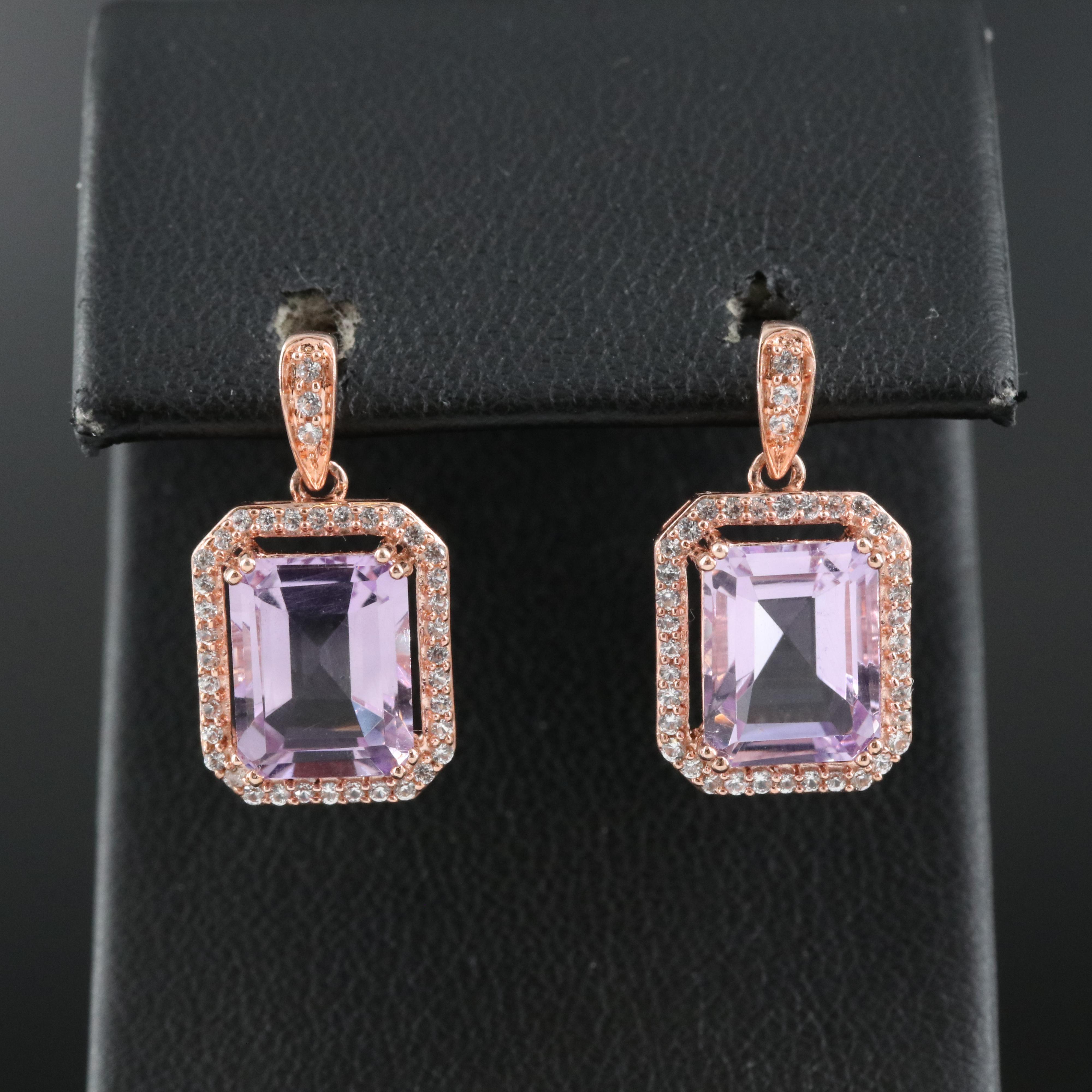 Sterling Silver Amethyst and Sapphire Earrings