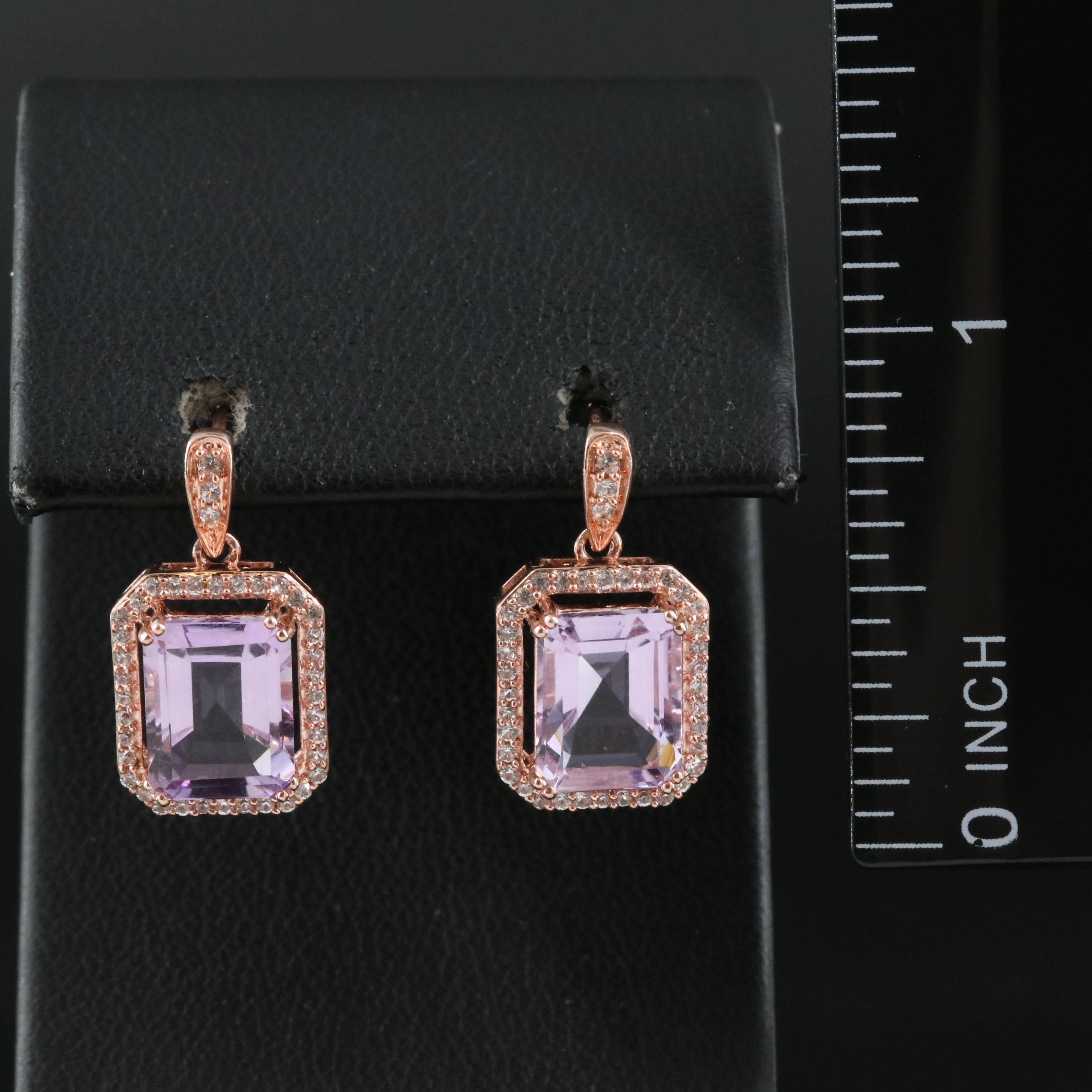 Sterling Silver Amethyst and Sapphire Earrings