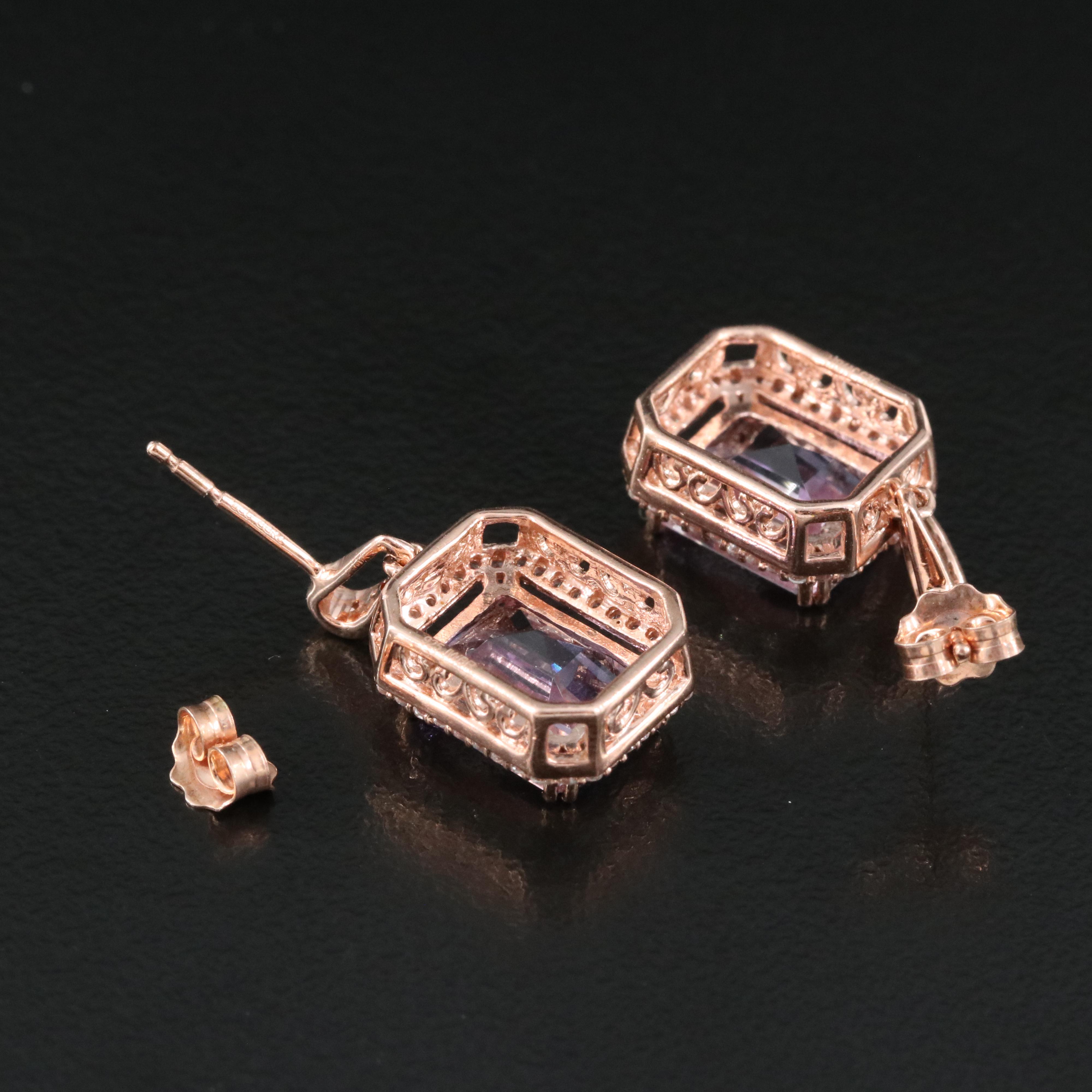 Sterling Silver Amethyst and Sapphire Earrings