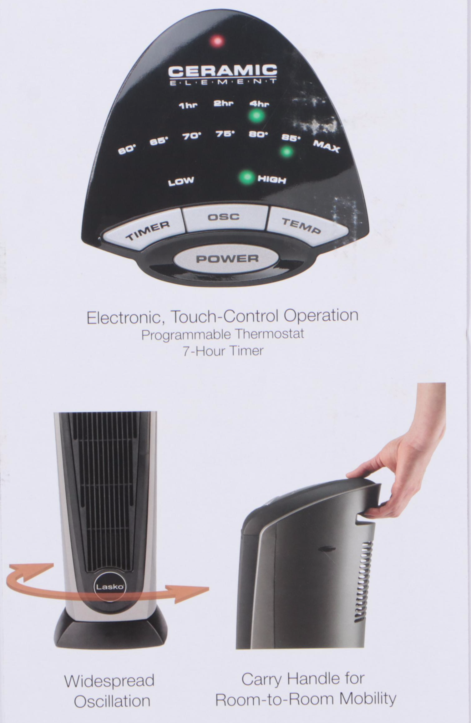 Lasko Portable Ceramic Tower Heater with Logic Center Remote Control