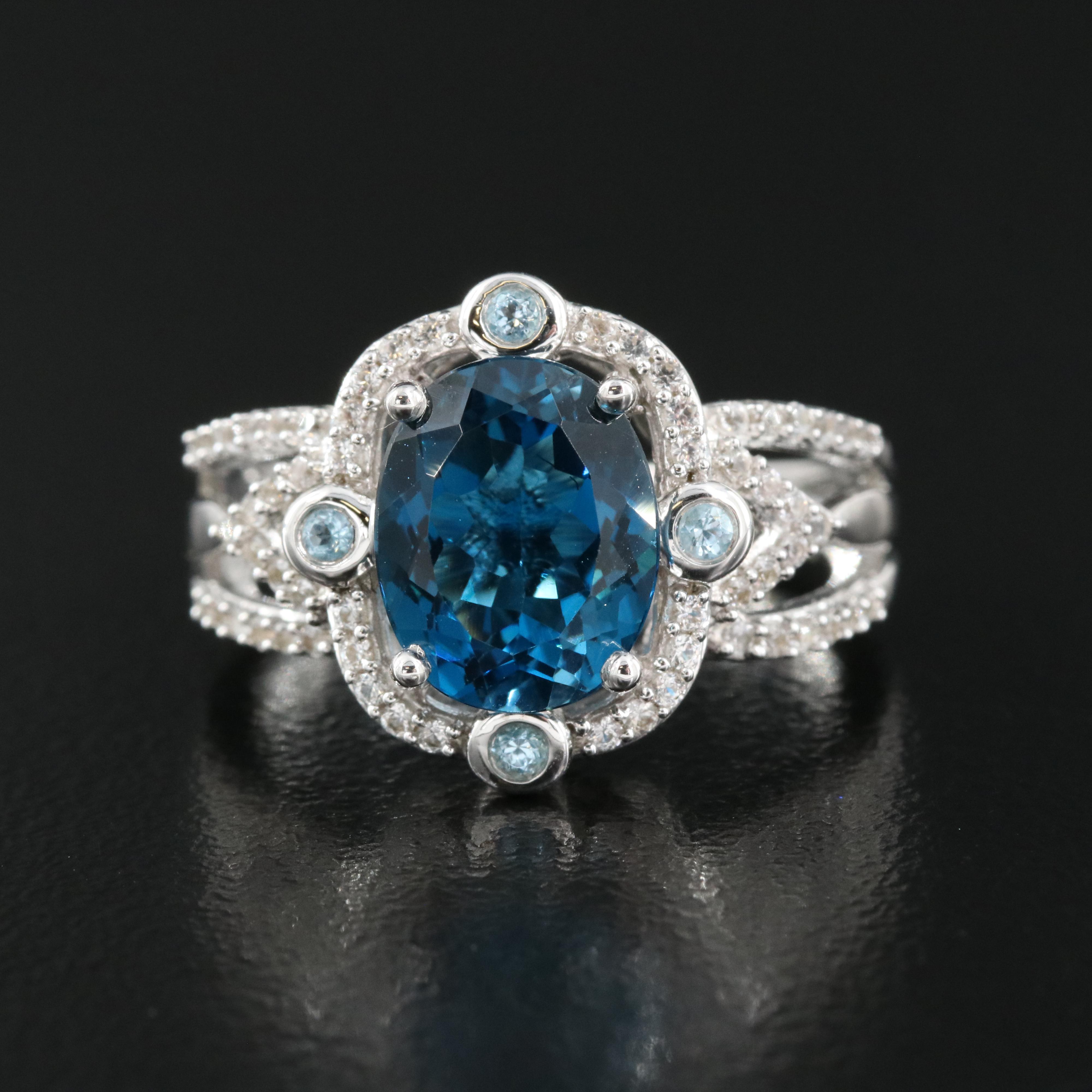Sterling Topaz and Sapphire Ring