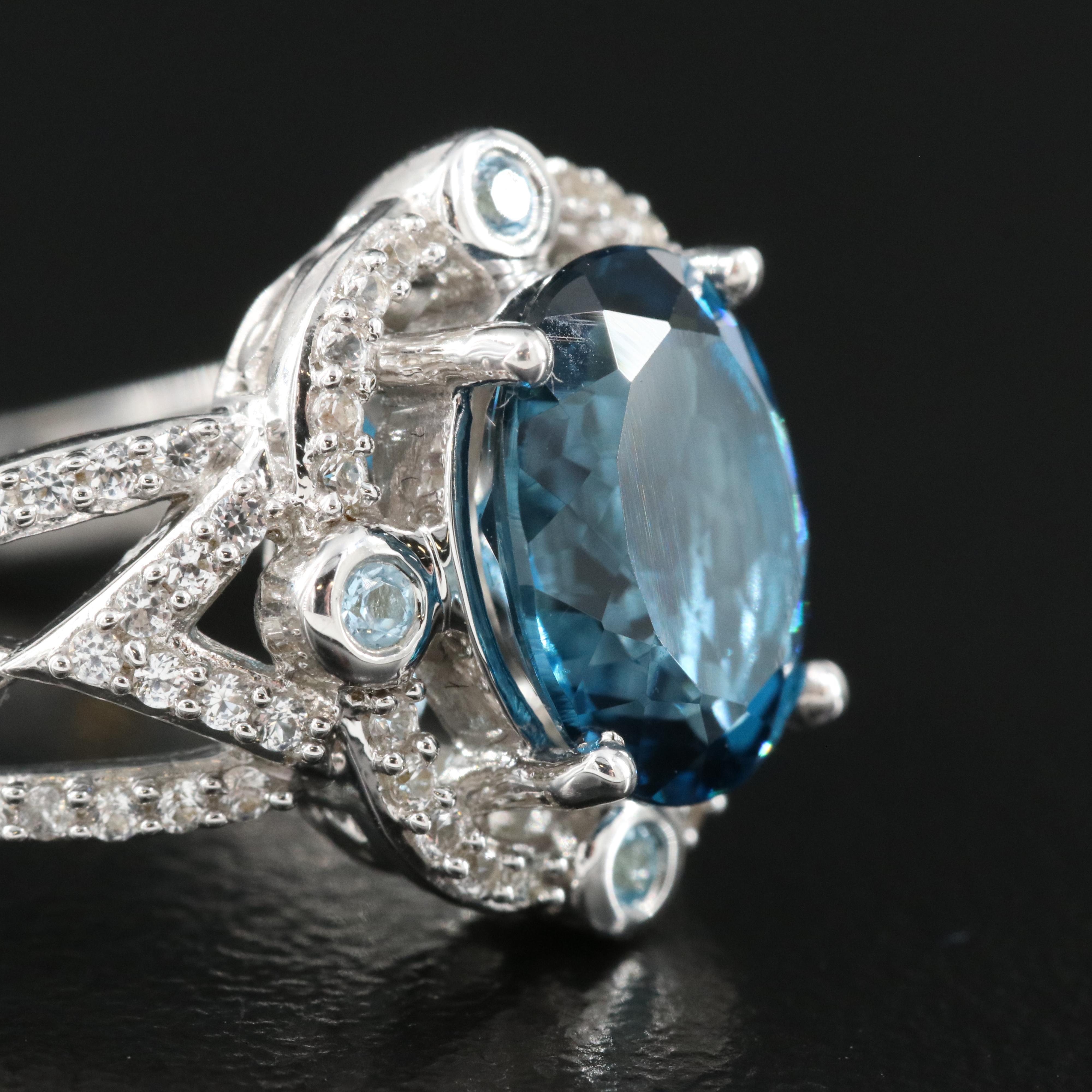 Sterling Topaz and Sapphire Ring