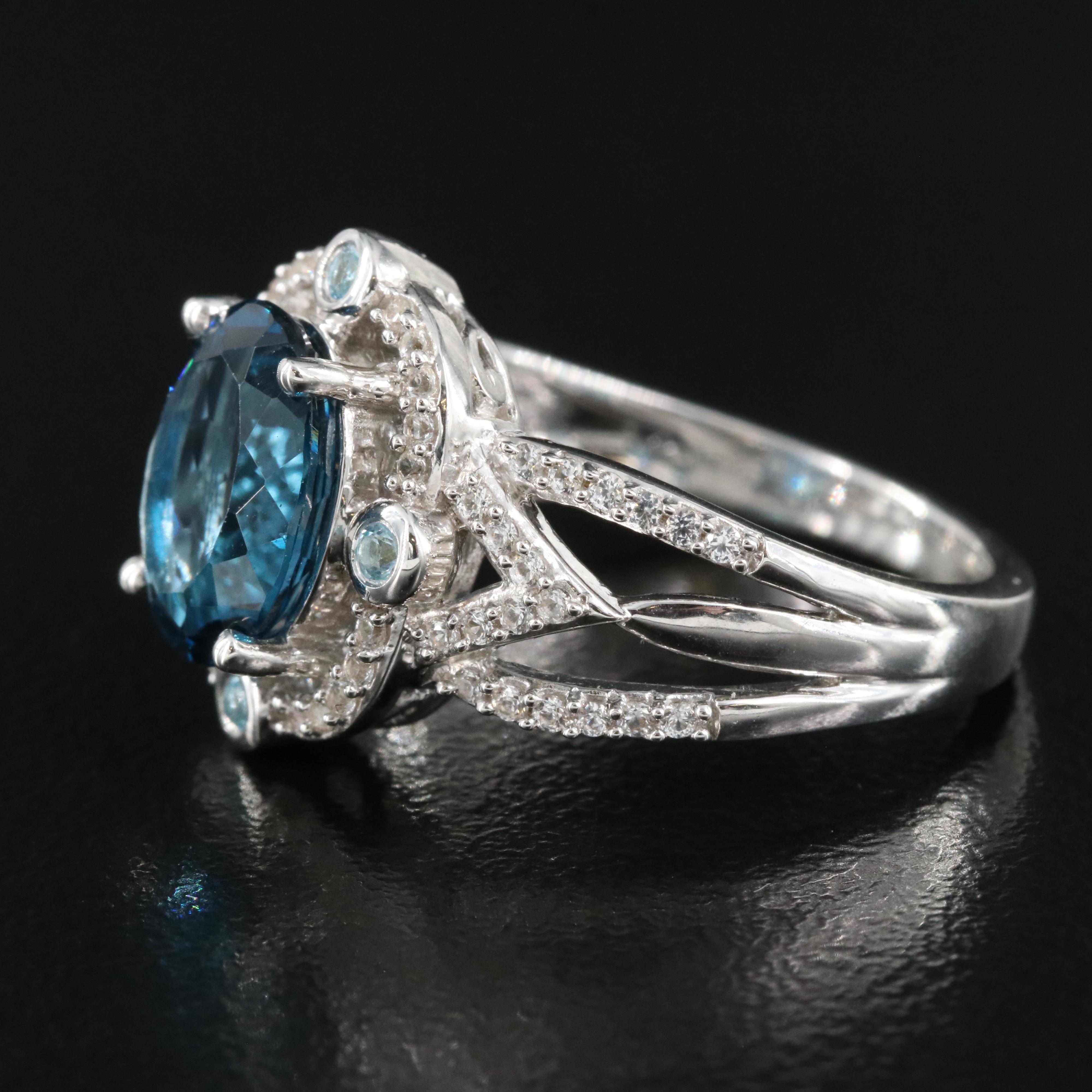 Sterling Topaz and Sapphire Ring