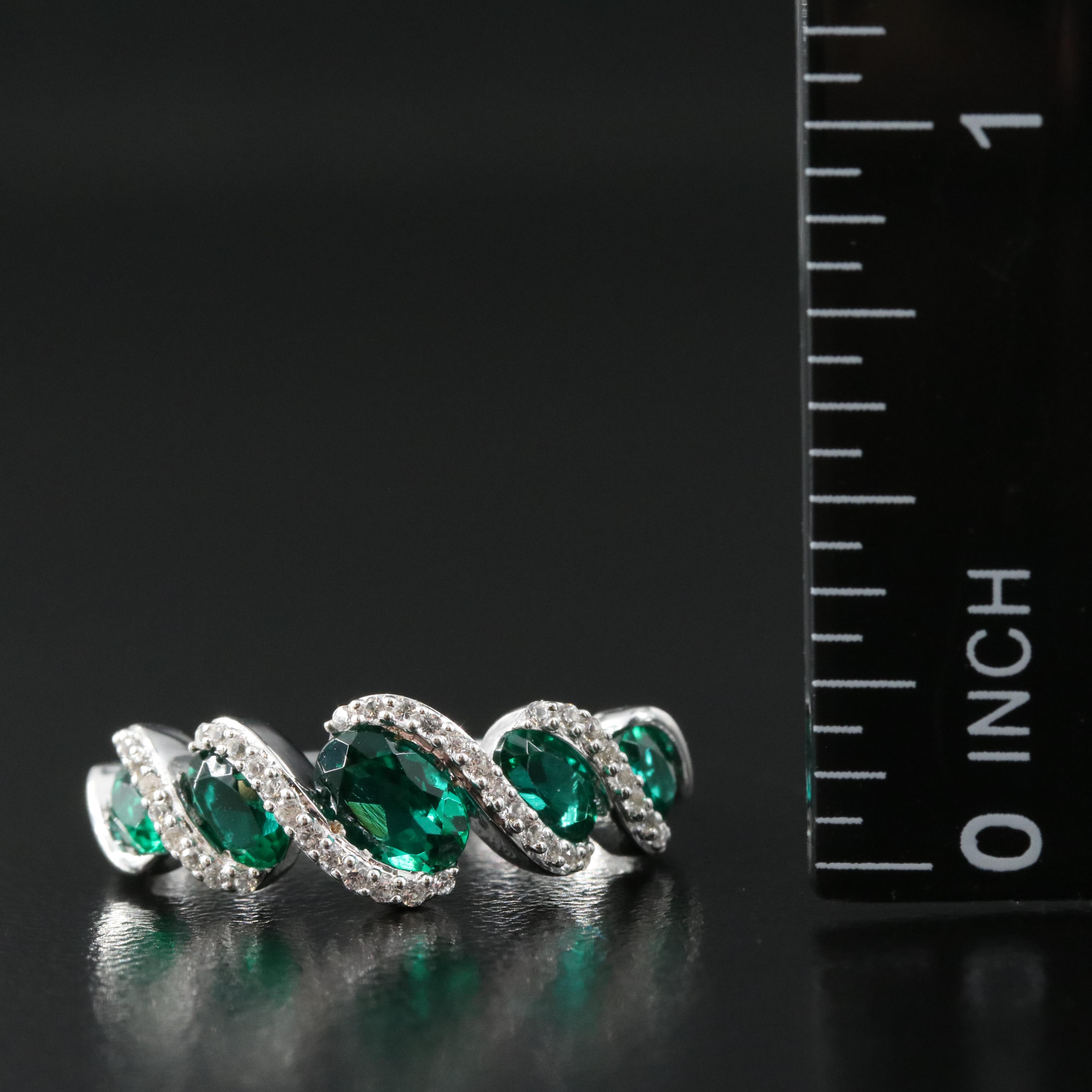 Sterling Emerald and Sapphire Ring