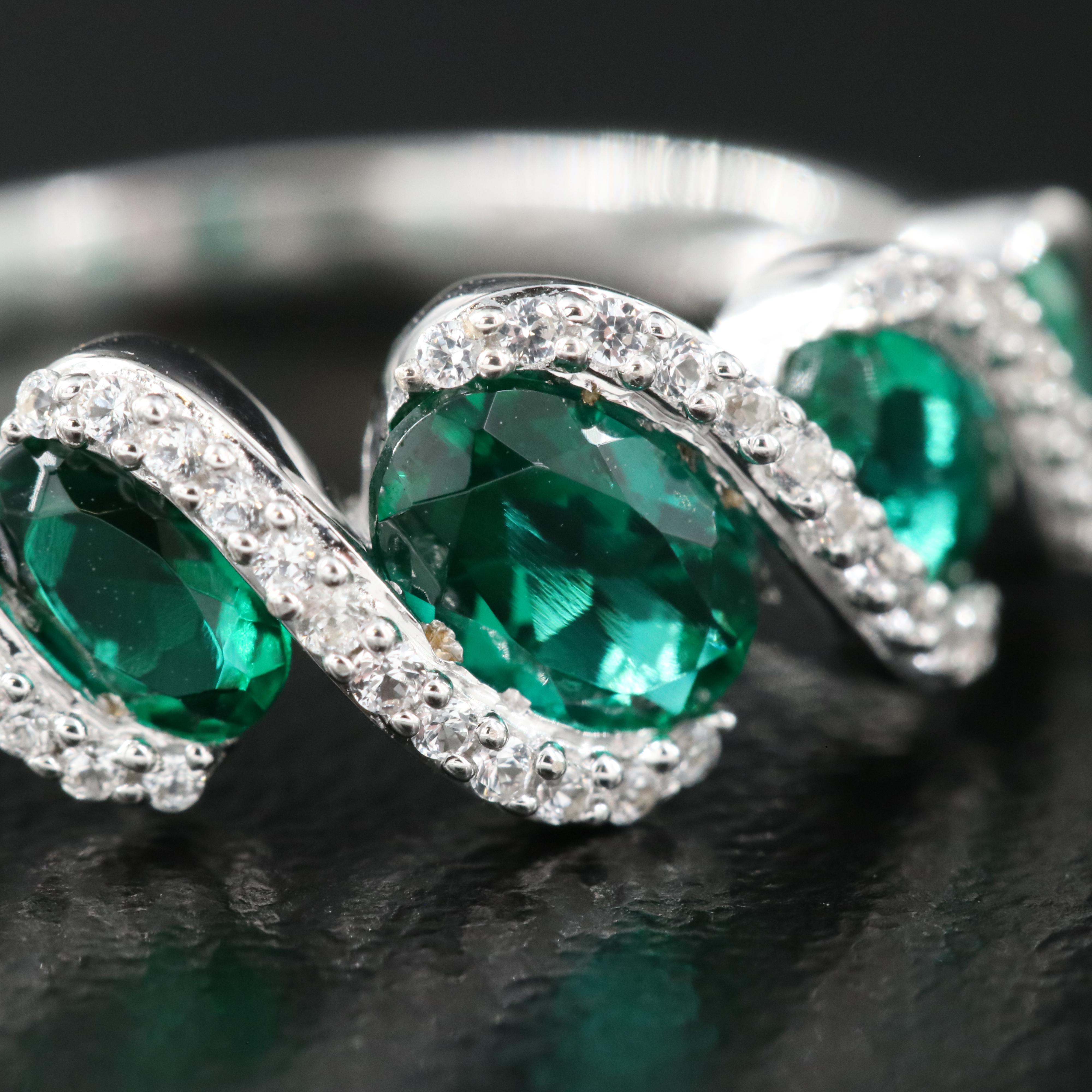 Sterling Emerald and Sapphire Ring