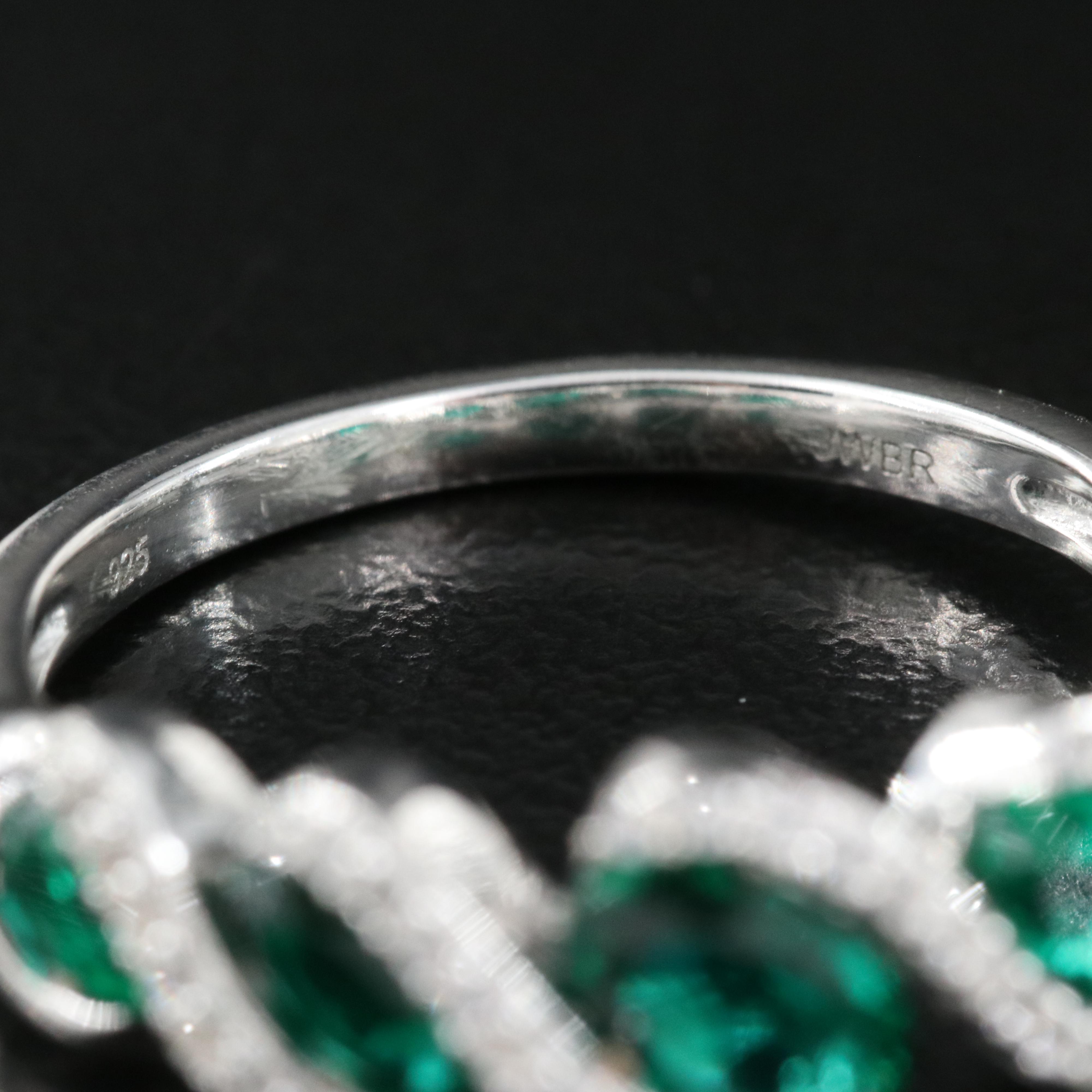 Sterling Emerald and Sapphire Ring