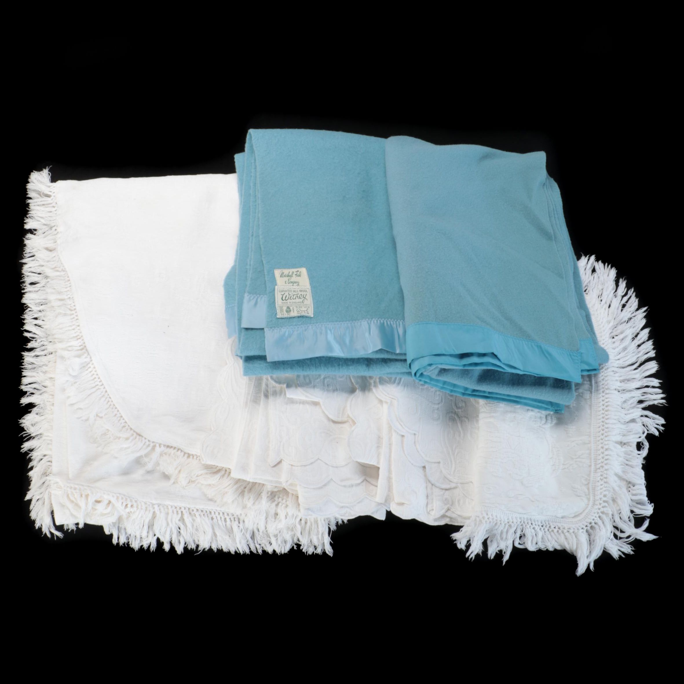 Bates"Queen Elizabeth" Queen Bedspread with Other Matelasse and Wool Bed Linens