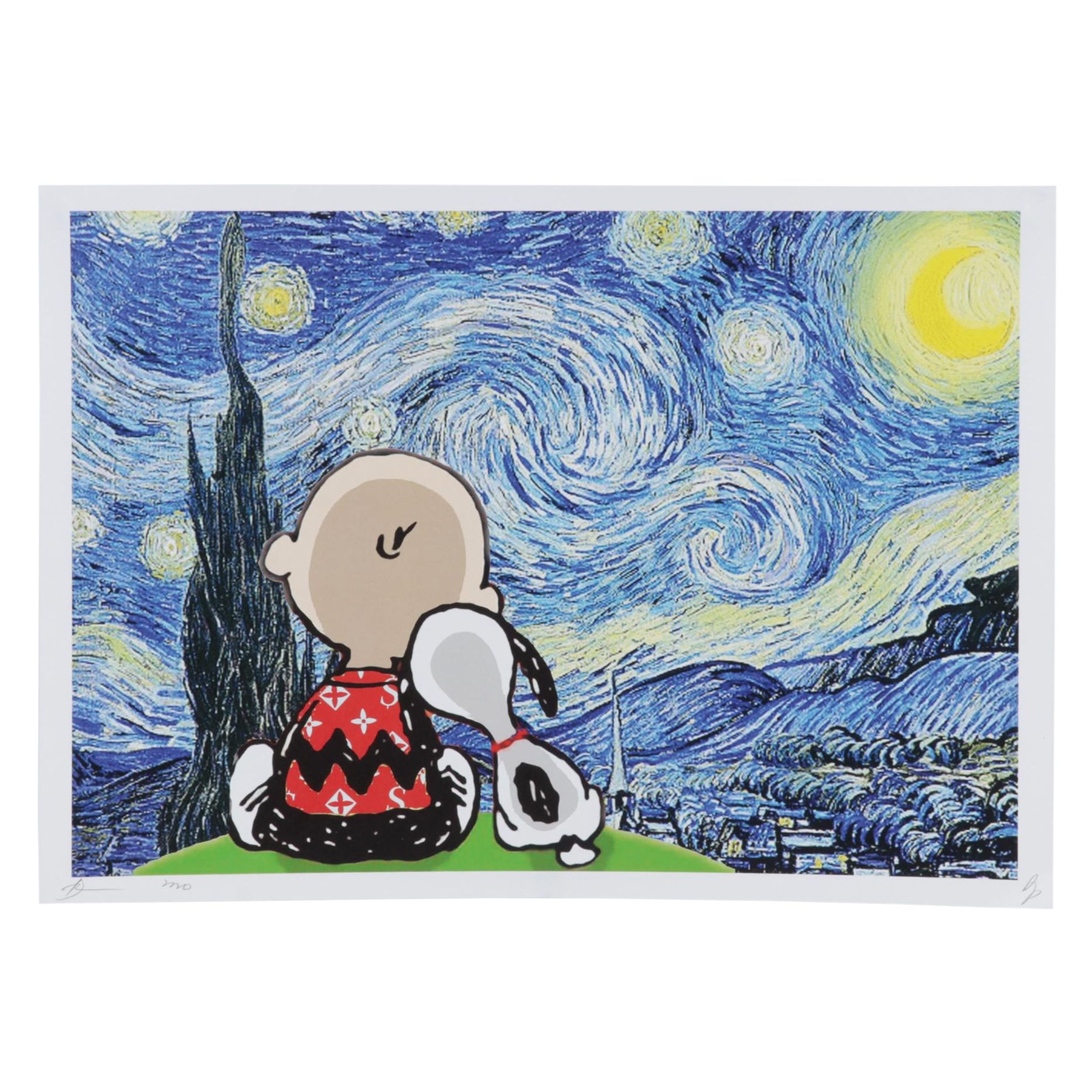 Death NYC Digital Pop Art Print "Charlie Brown and Snoopy / Starry Night," 2022