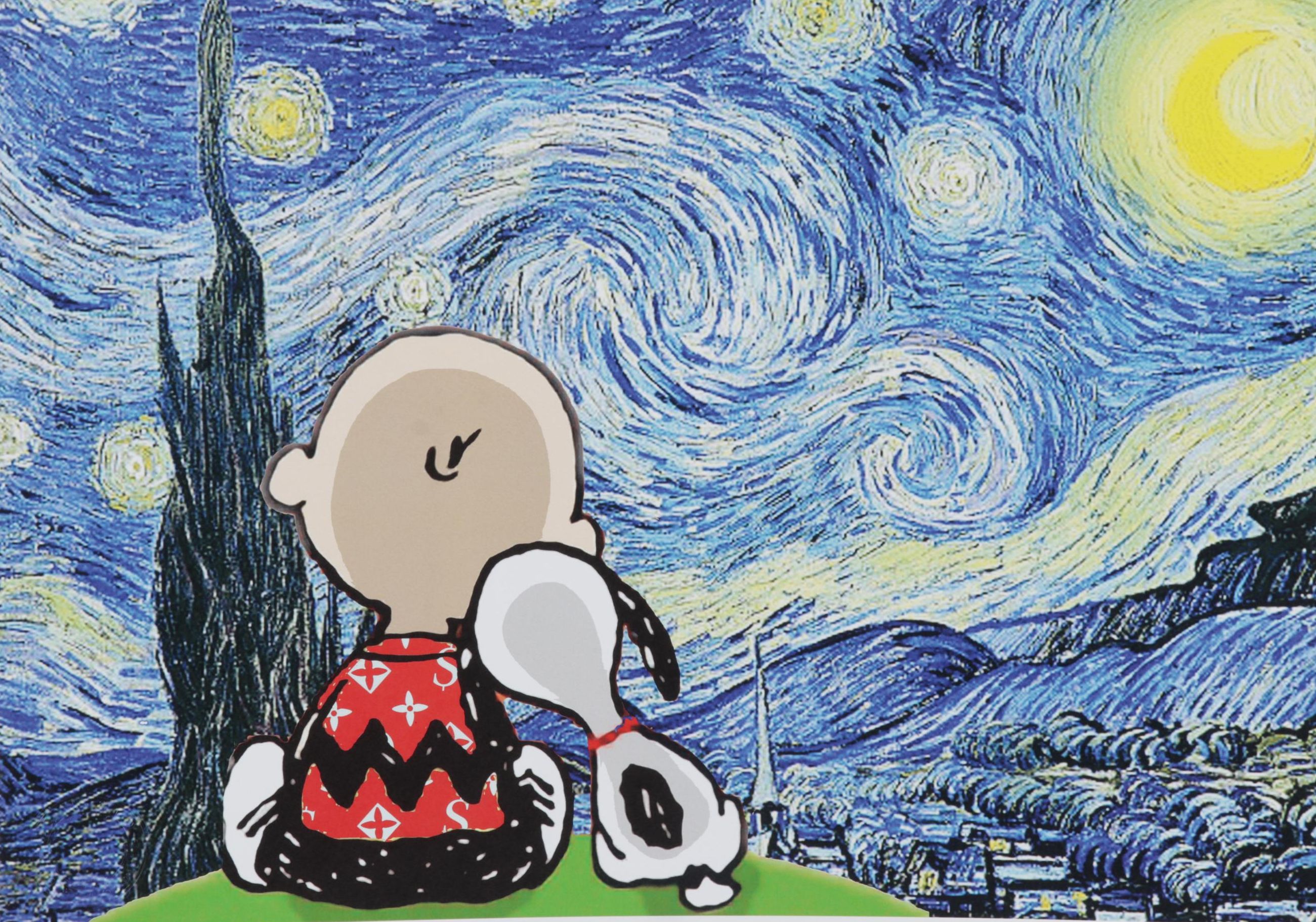 Death NYC Digital Pop Art Print "Charlie Brown and Snoopy / Starry Night," 2022