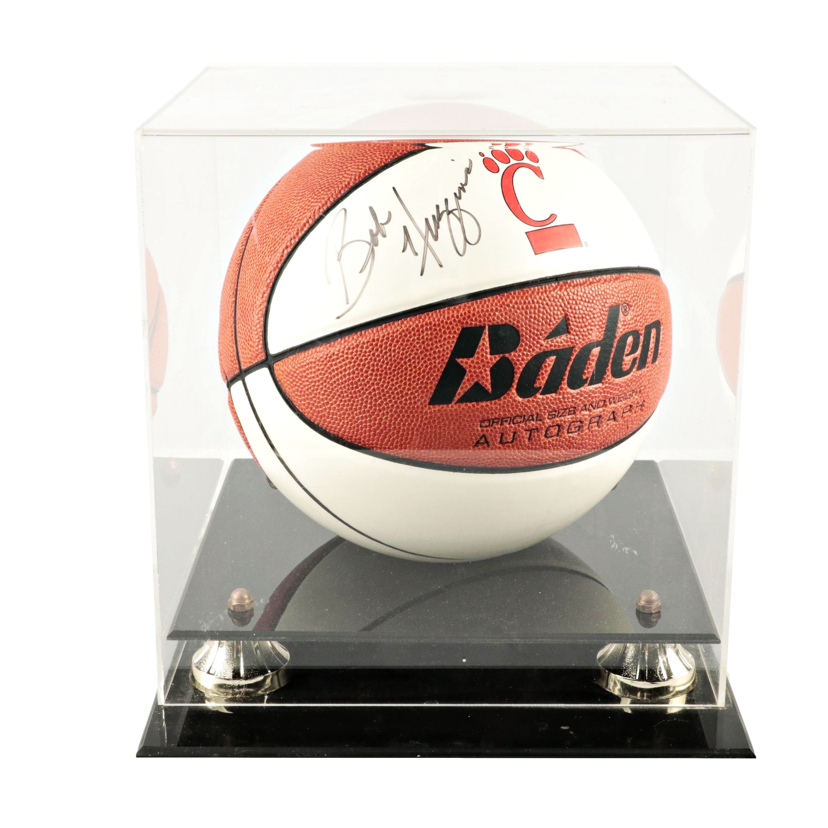 Bob Huggins Signed Cincinnati Bearcats Baden Basketball with Display