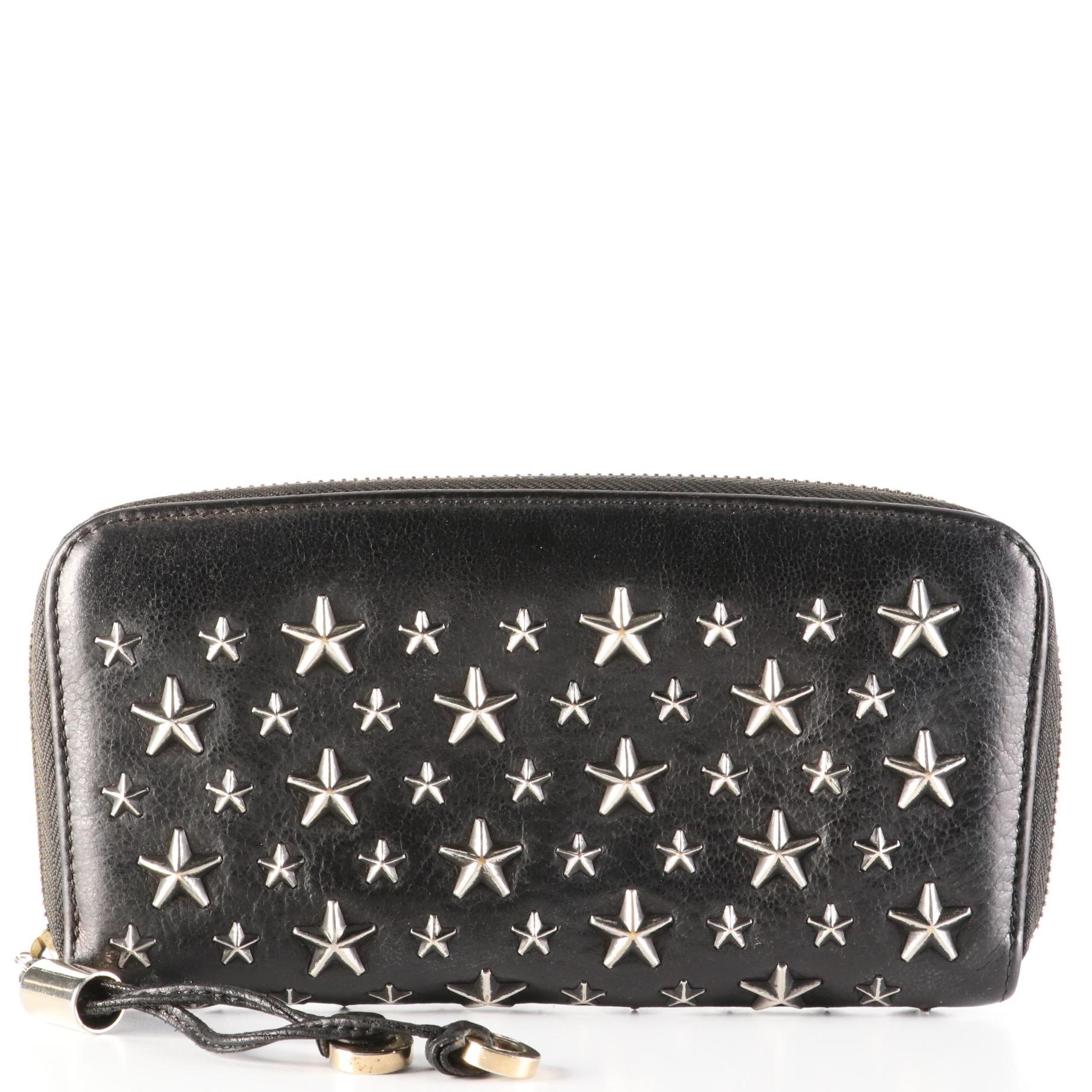 Jimmy Choo Star Studded Leather Zip Wallet