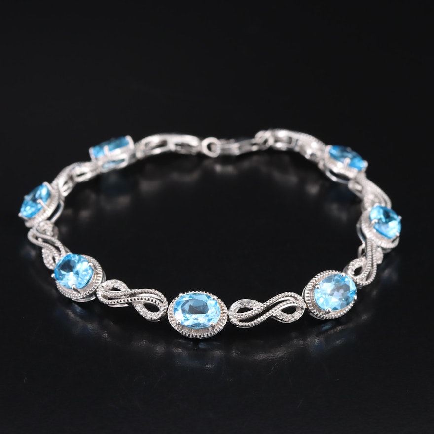 Sterling Swiss Blue Topaz and Sapphire Bracelet