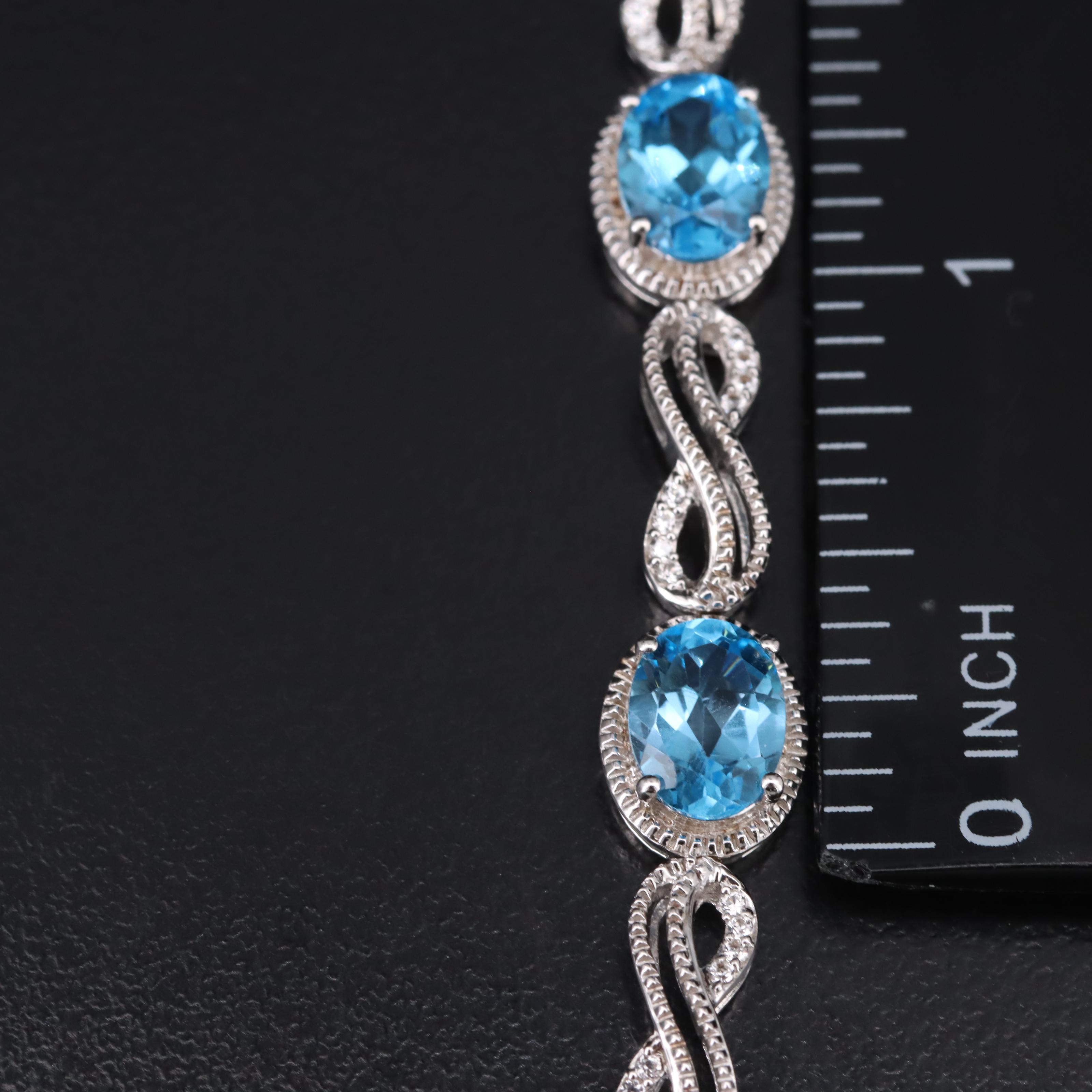 Sterling Swiss Blue Topaz and Sapphire Bracelet