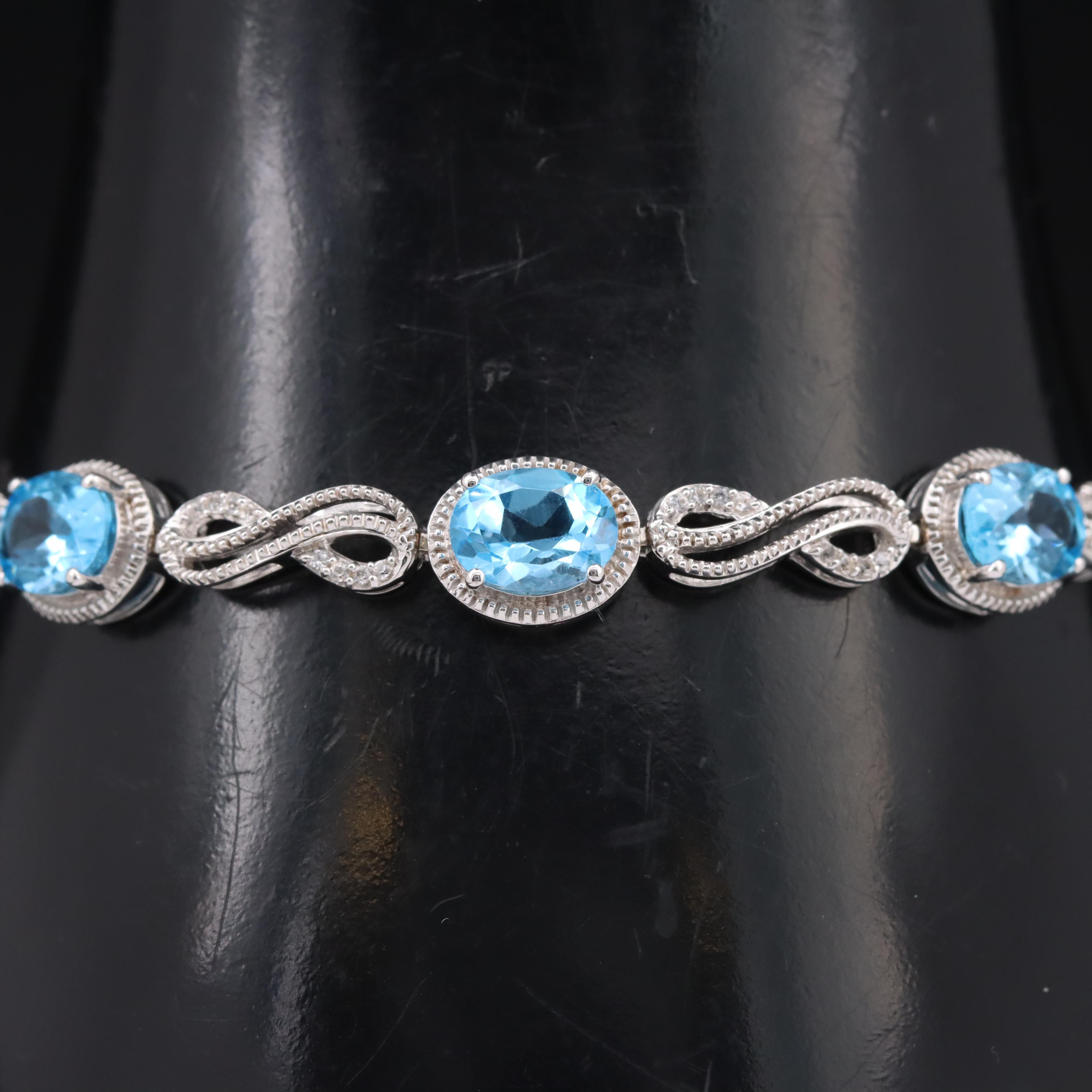 Sterling Swiss Blue Topaz and Sapphire Bracelet