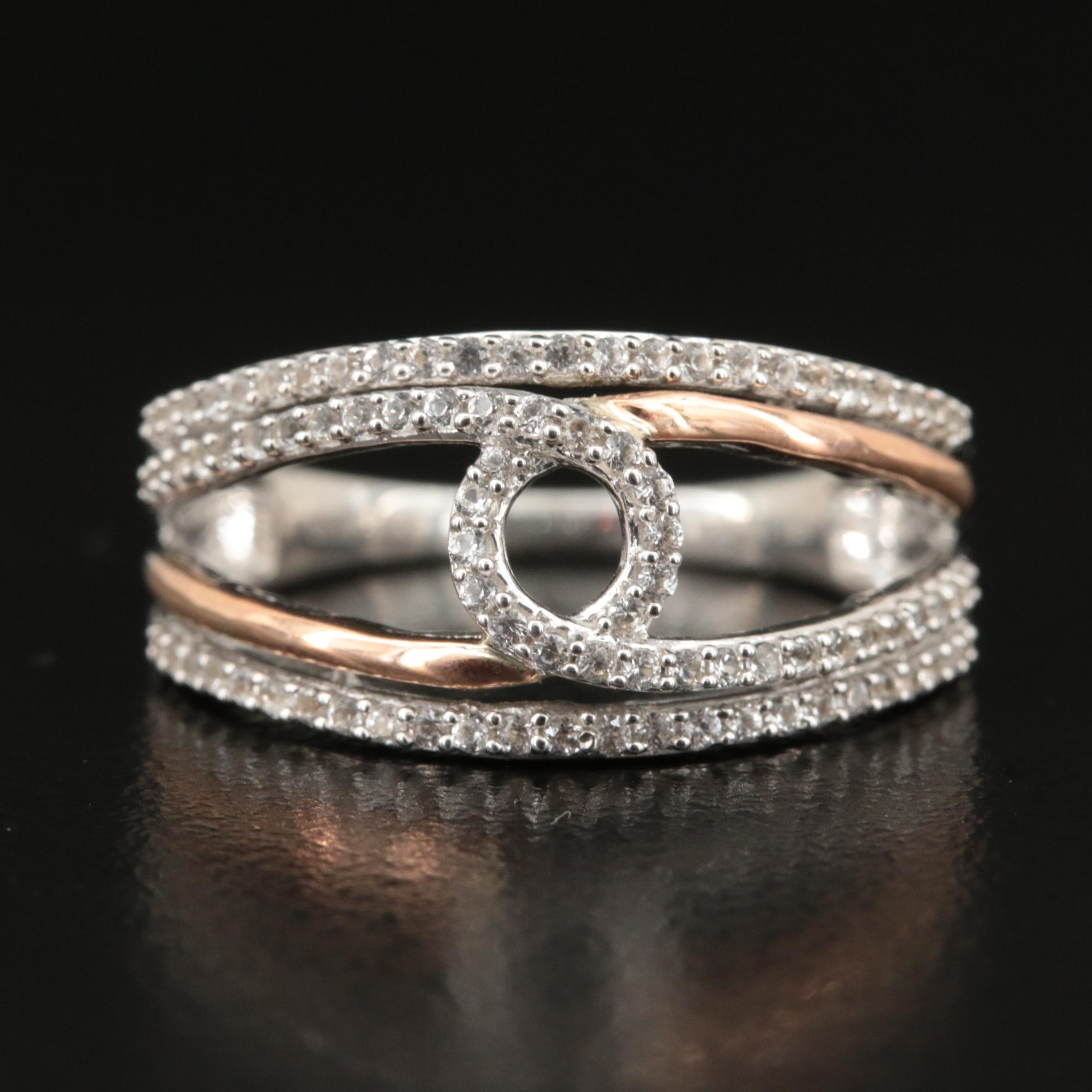 Sterling Sapphire Openwork Ring with 10K Accent