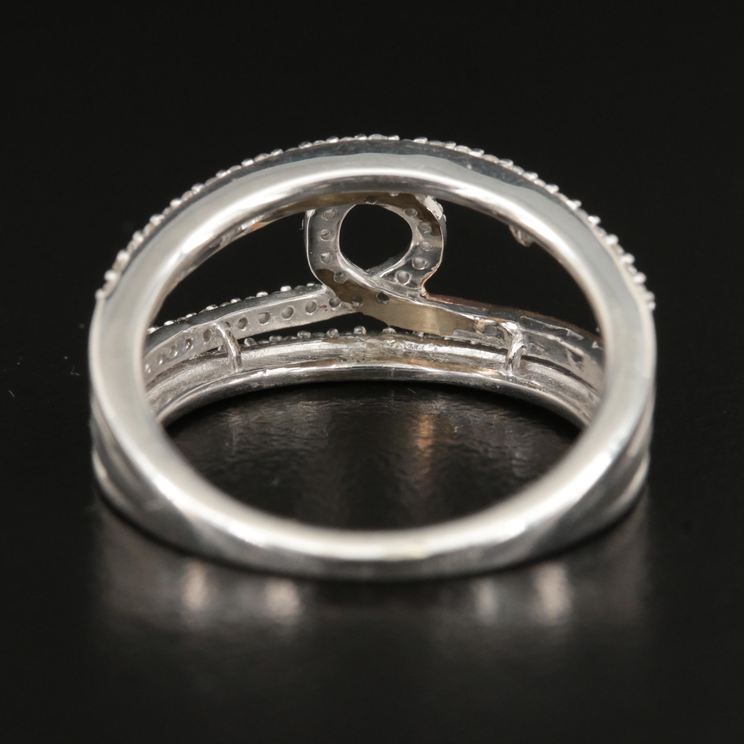 Sterling Sapphire Openwork Ring with 10K Accent