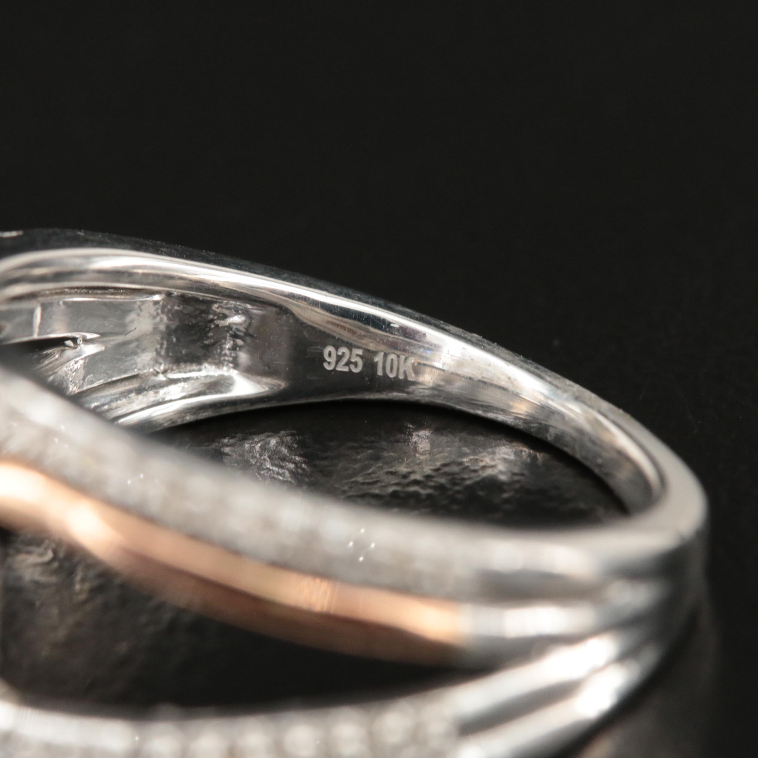 Sterling Sapphire Openwork Ring with 10K Accent