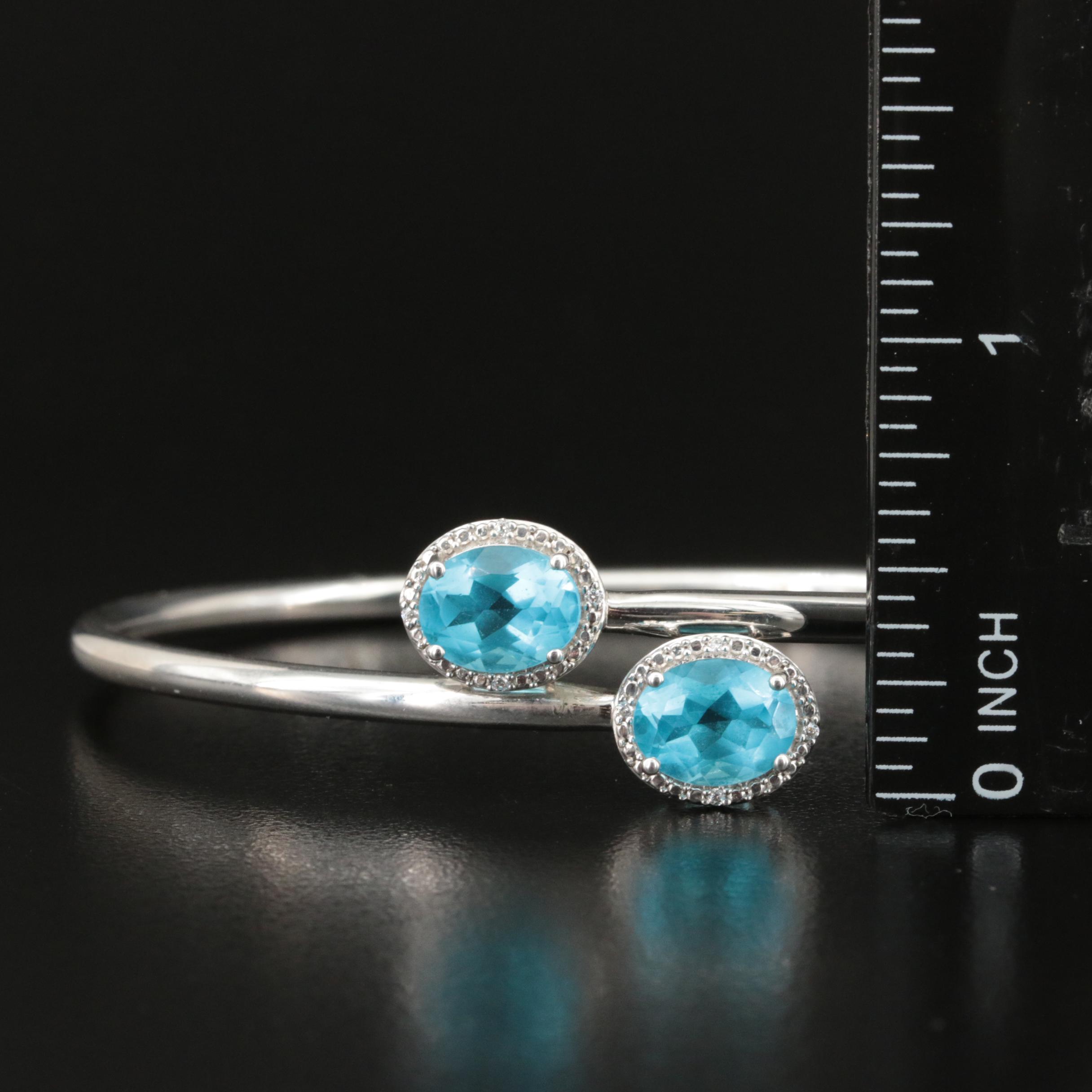 Sterling Glass and Cubic Zirconia Bypass Bangle