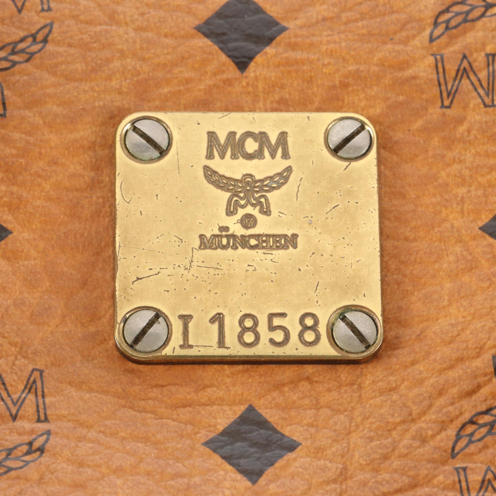 MCM Visetos Cognac Leather Handbag