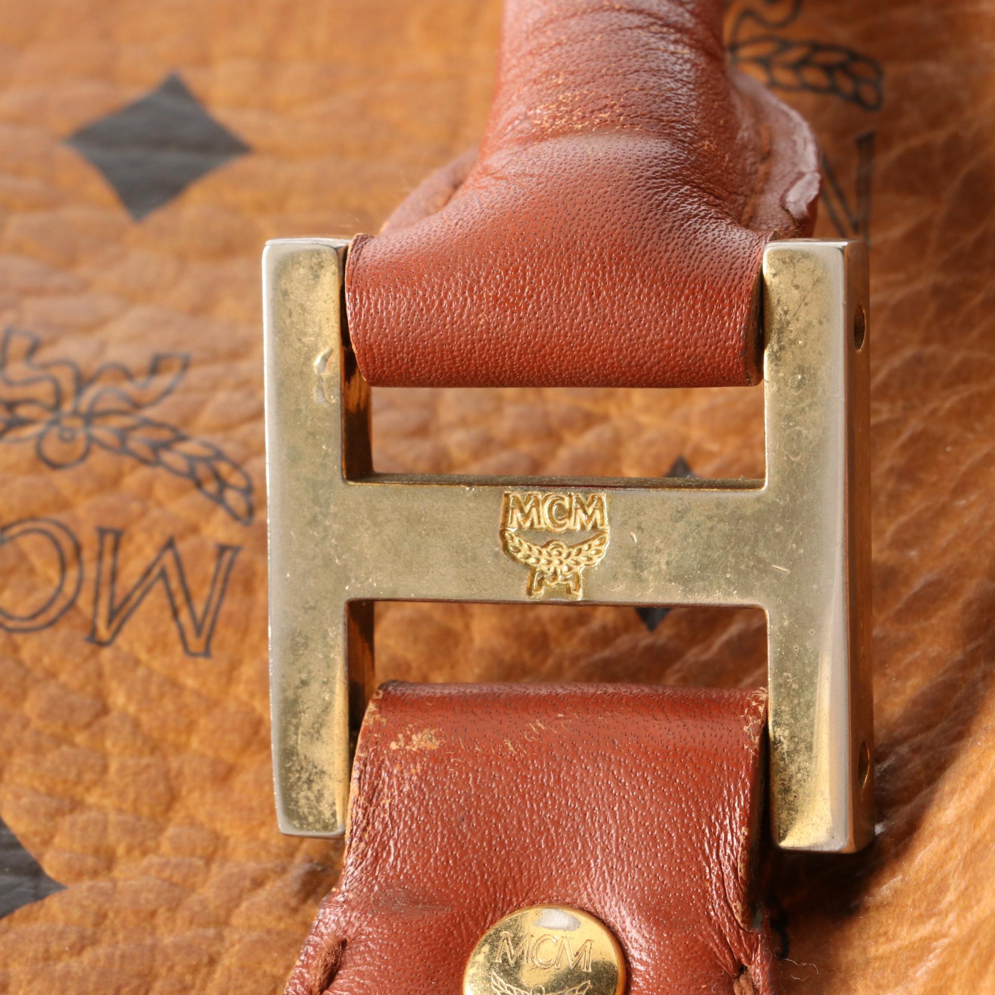 MCM Visetos Cognac Leather Handbag