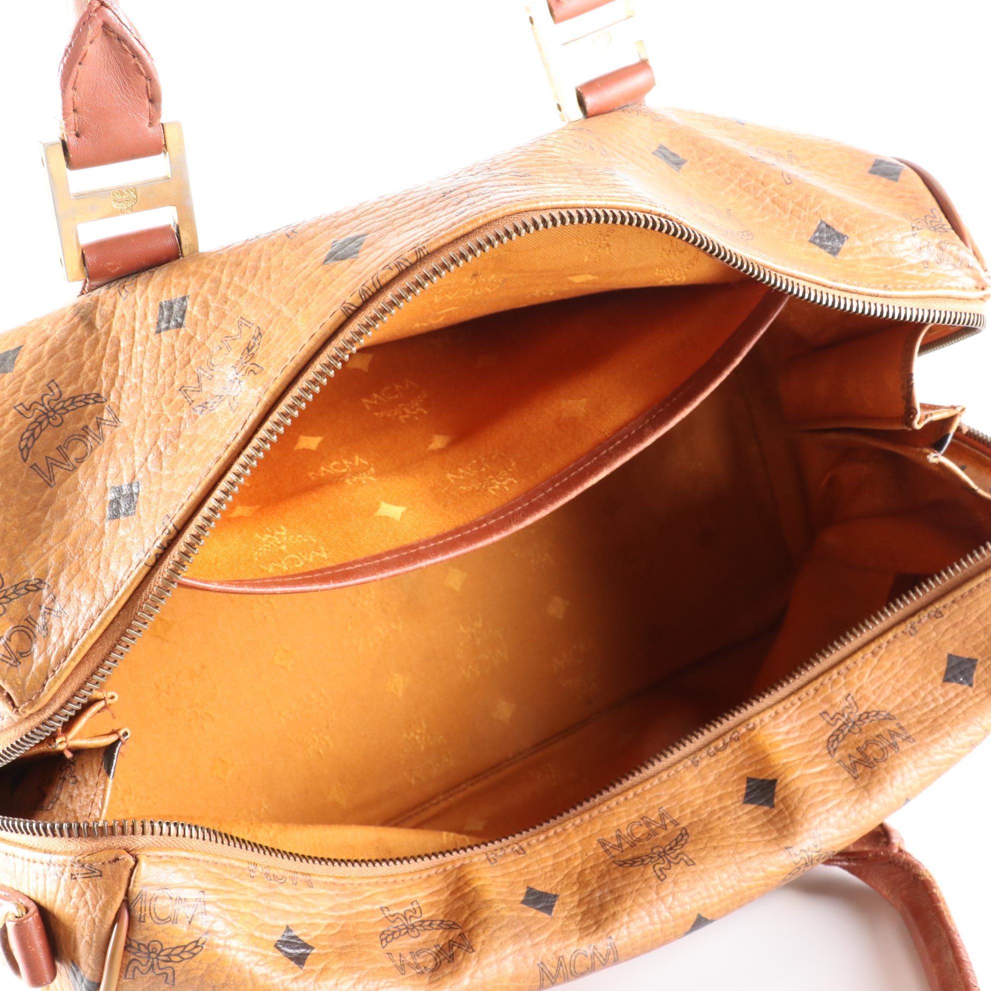 MCM Visetos Cognac Leather Handbag