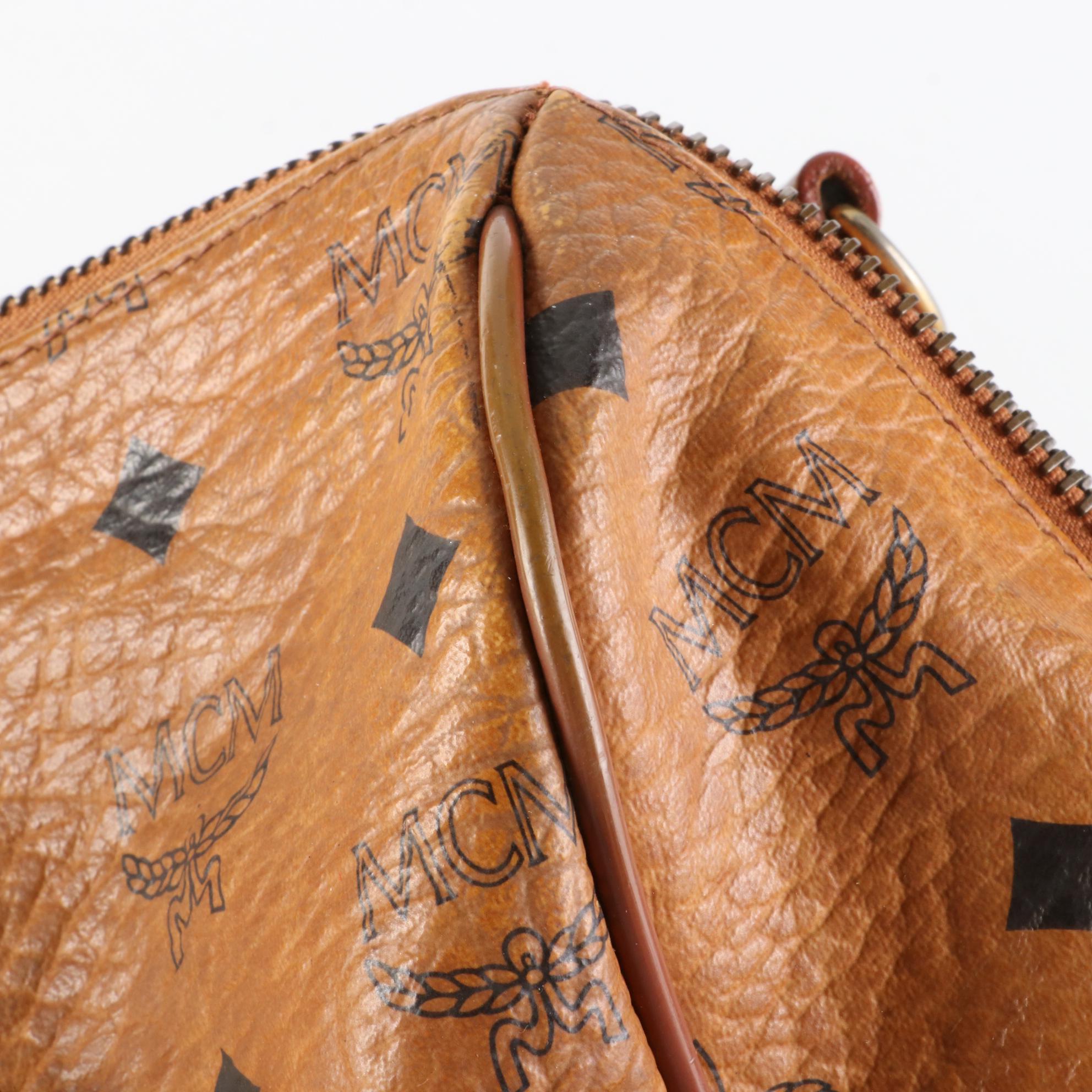 MCM Visetos Cognac Leather Handbag