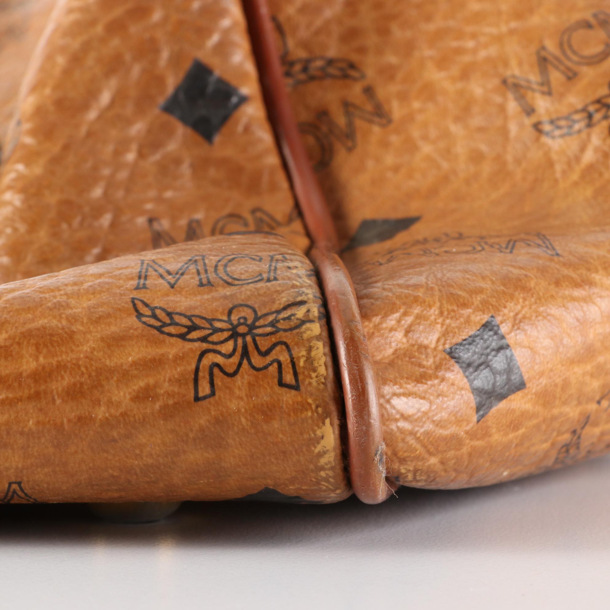 MCM Visetos Cognac Leather Handbag