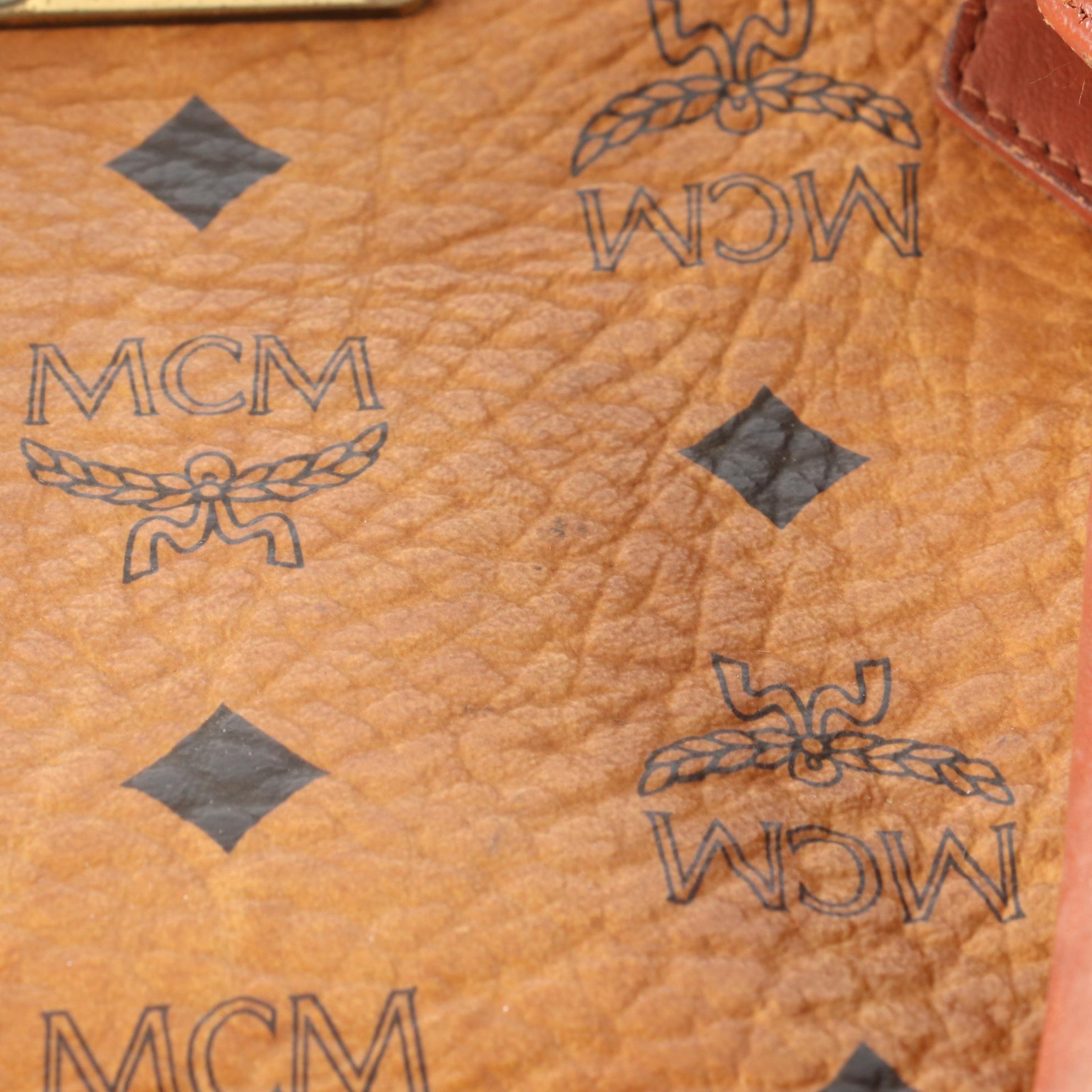 MCM Visetos Cognac Leather Handbag