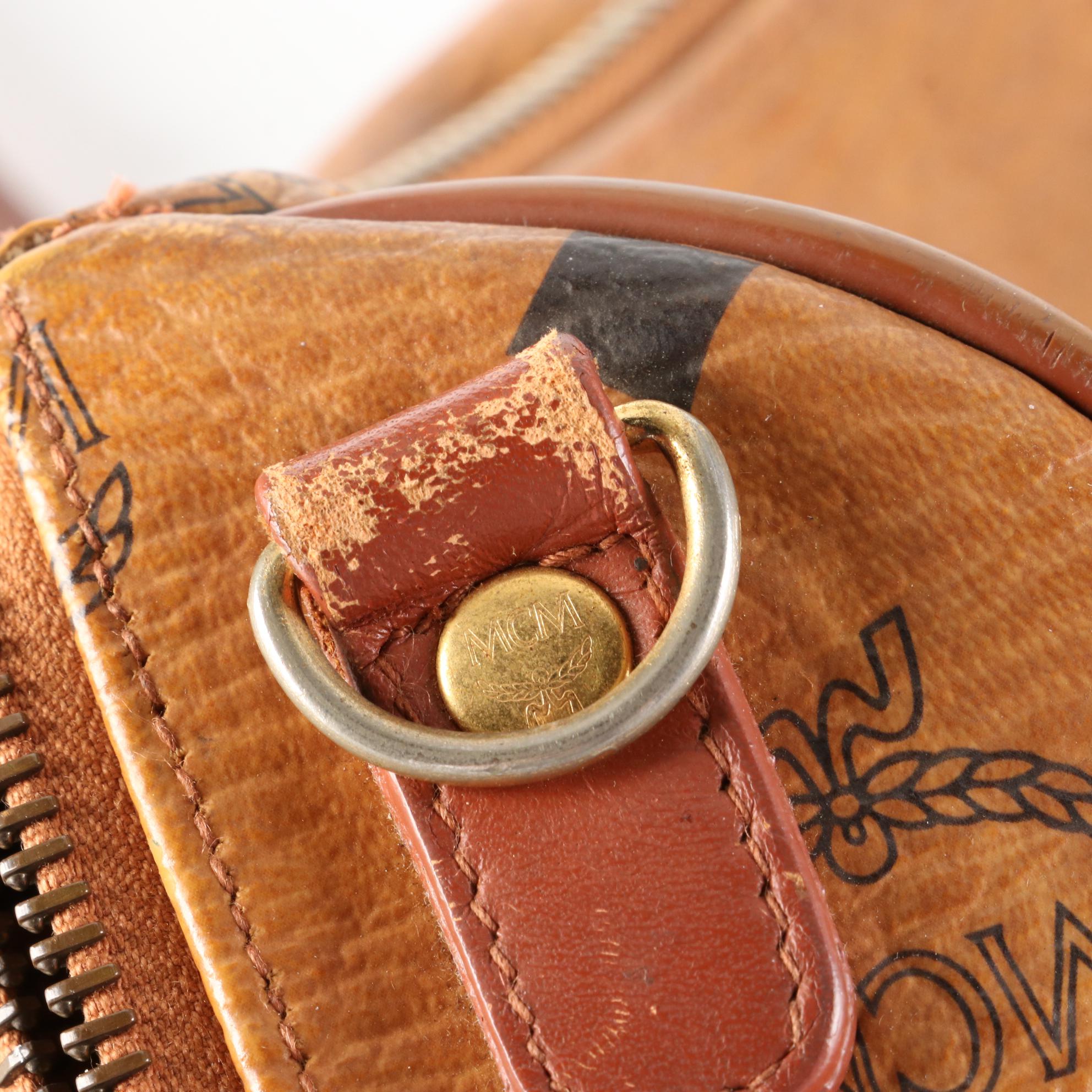 MCM Visetos Cognac Leather Handbag