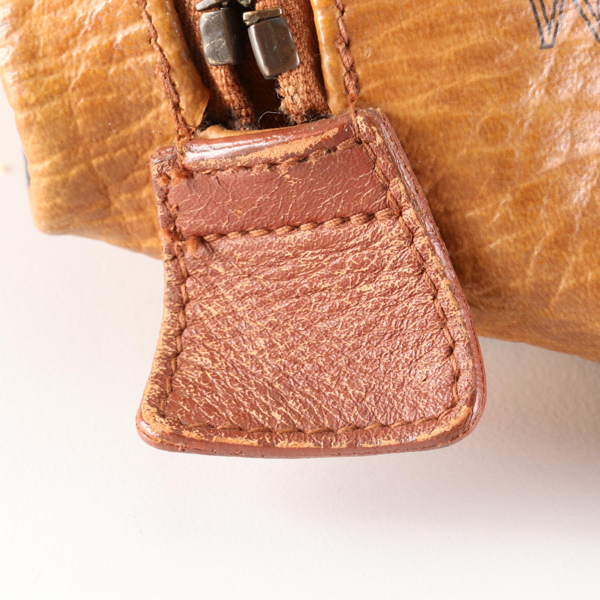 MCM Visetos Cognac Leather Handbag