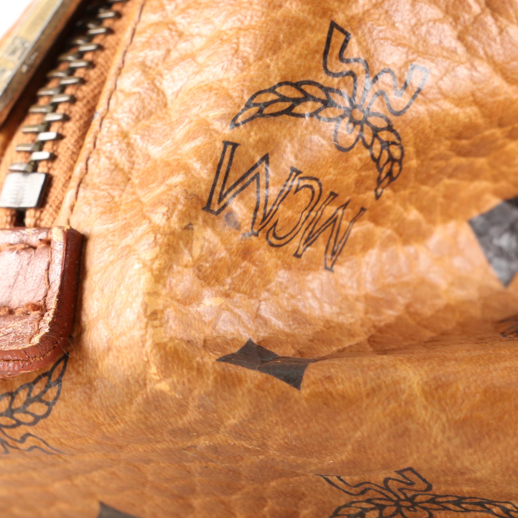 MCM Visetos Cognac Leather Handbag