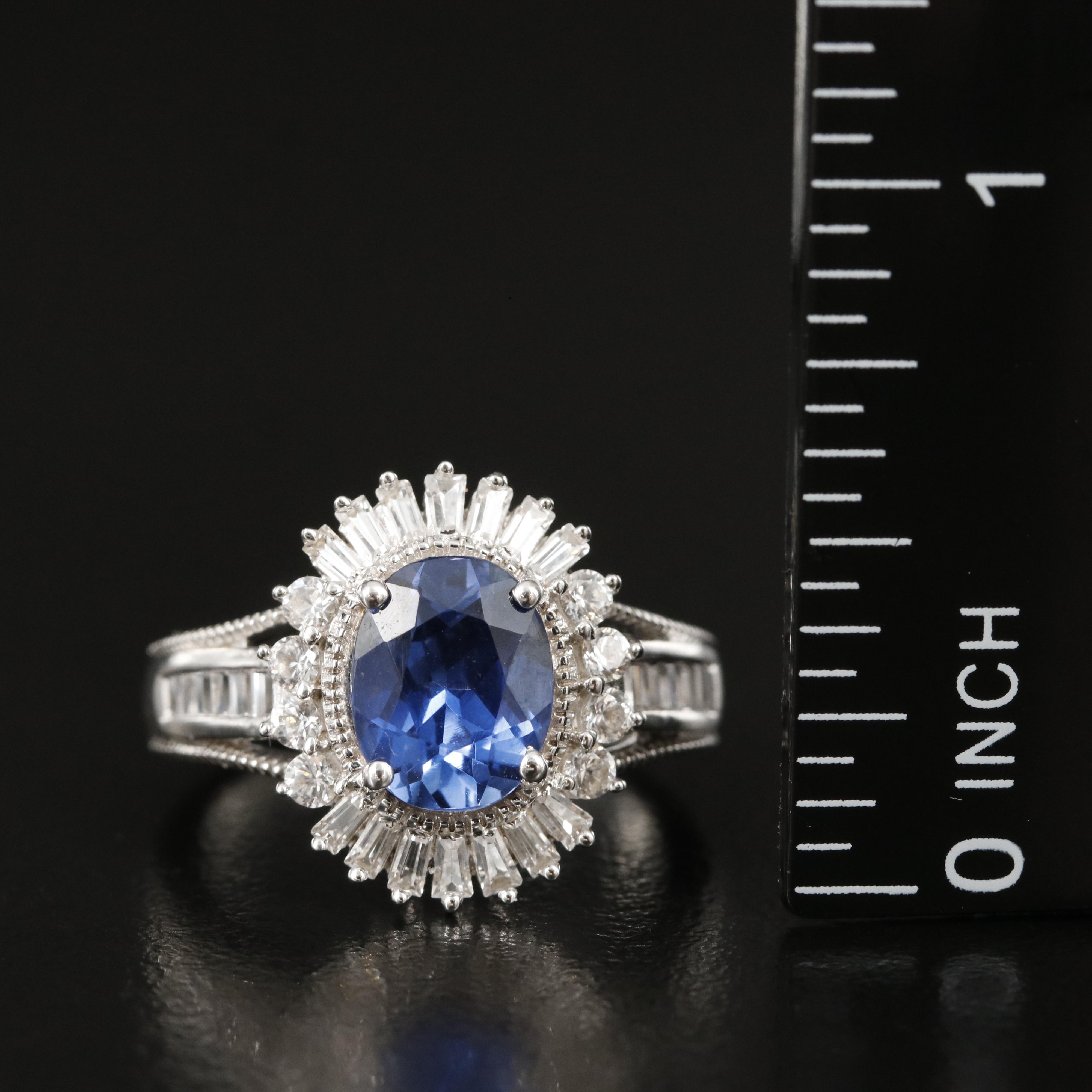 Sterling Sapphire and White Sapphire Ring