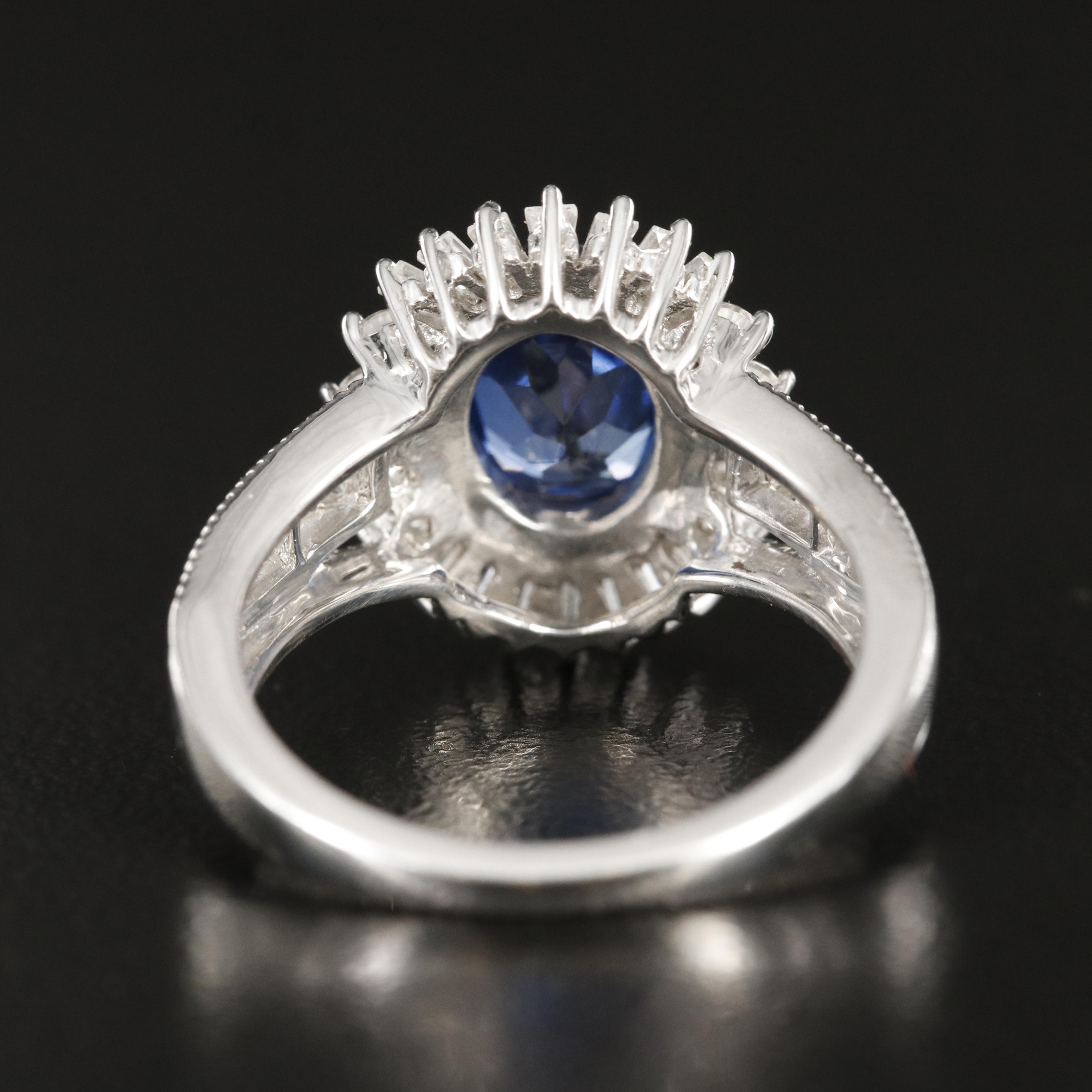 Sterling Sapphire and White Sapphire Ring