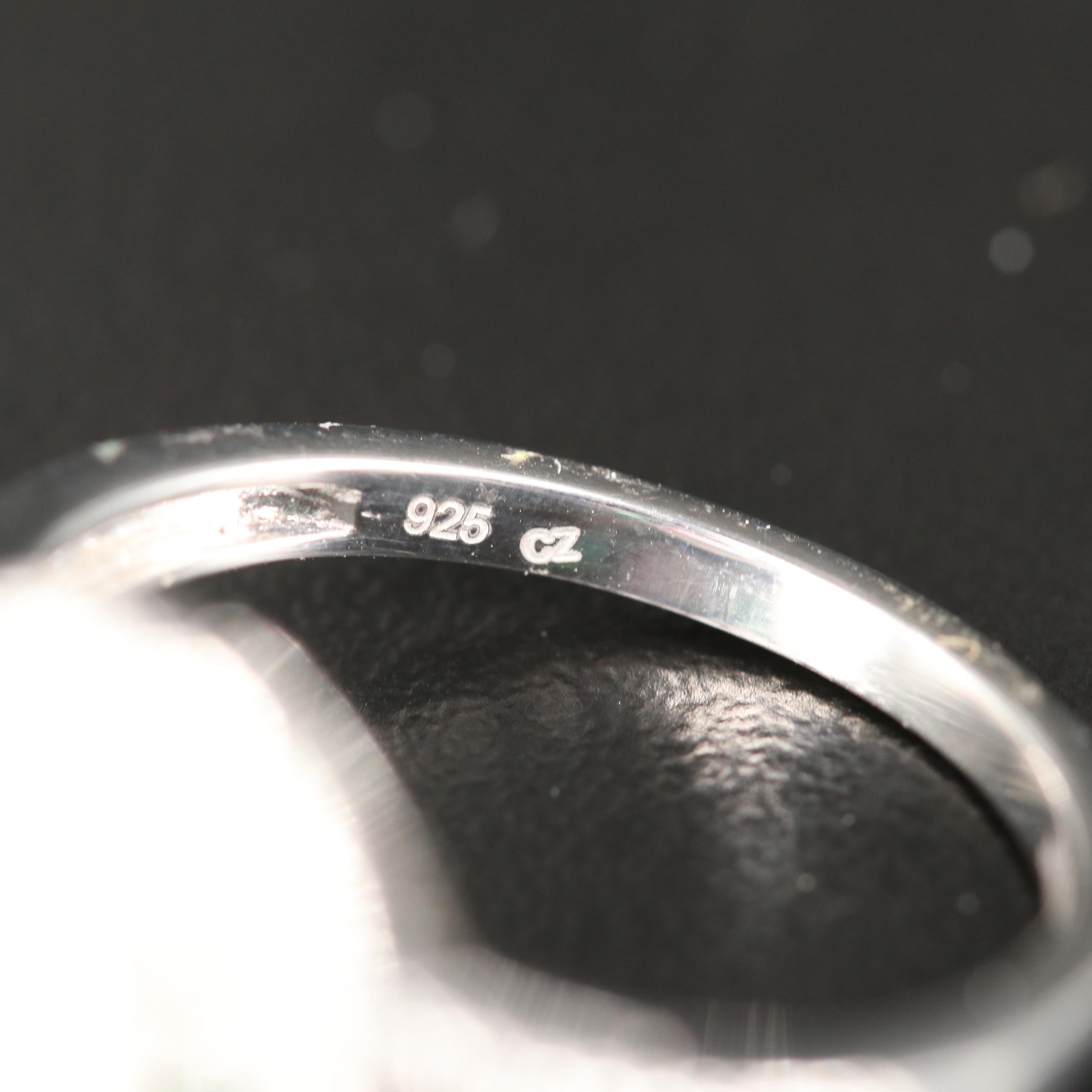 Sterling Opal and Cubic Zirconia Ring