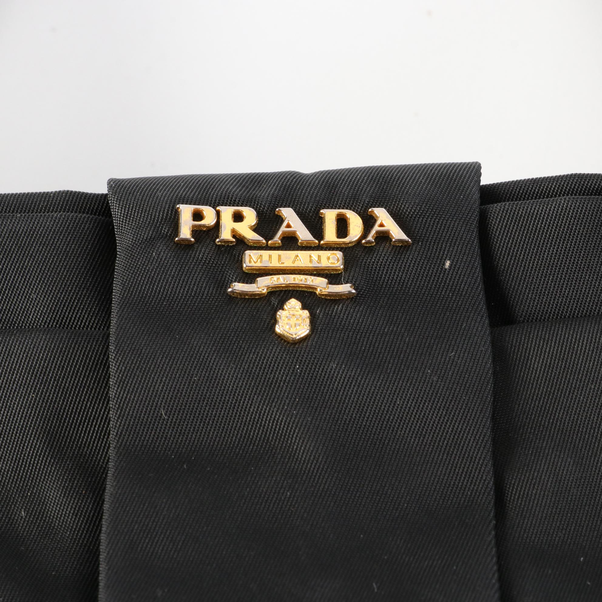 Prada Nylon Tessuto Bow Accent Tote