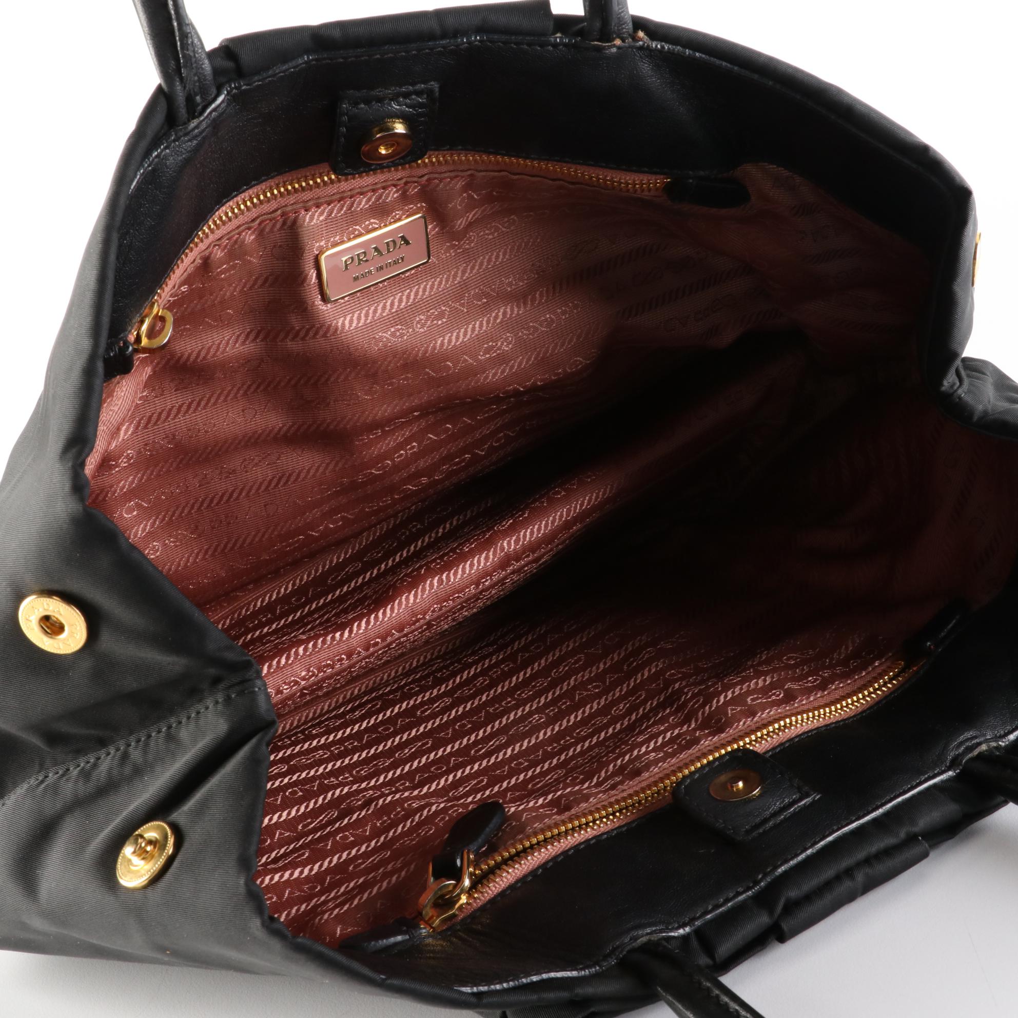 Prada Nylon Tessuto Bow Accent Tote