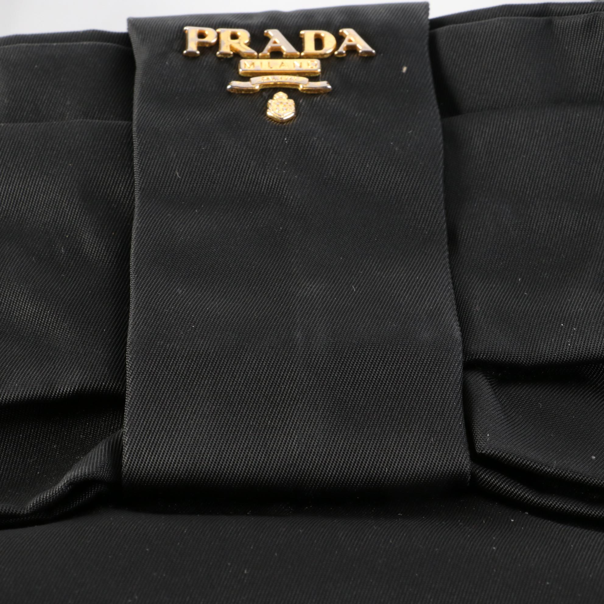 Prada Nylon Tessuto Bow Accent Tote