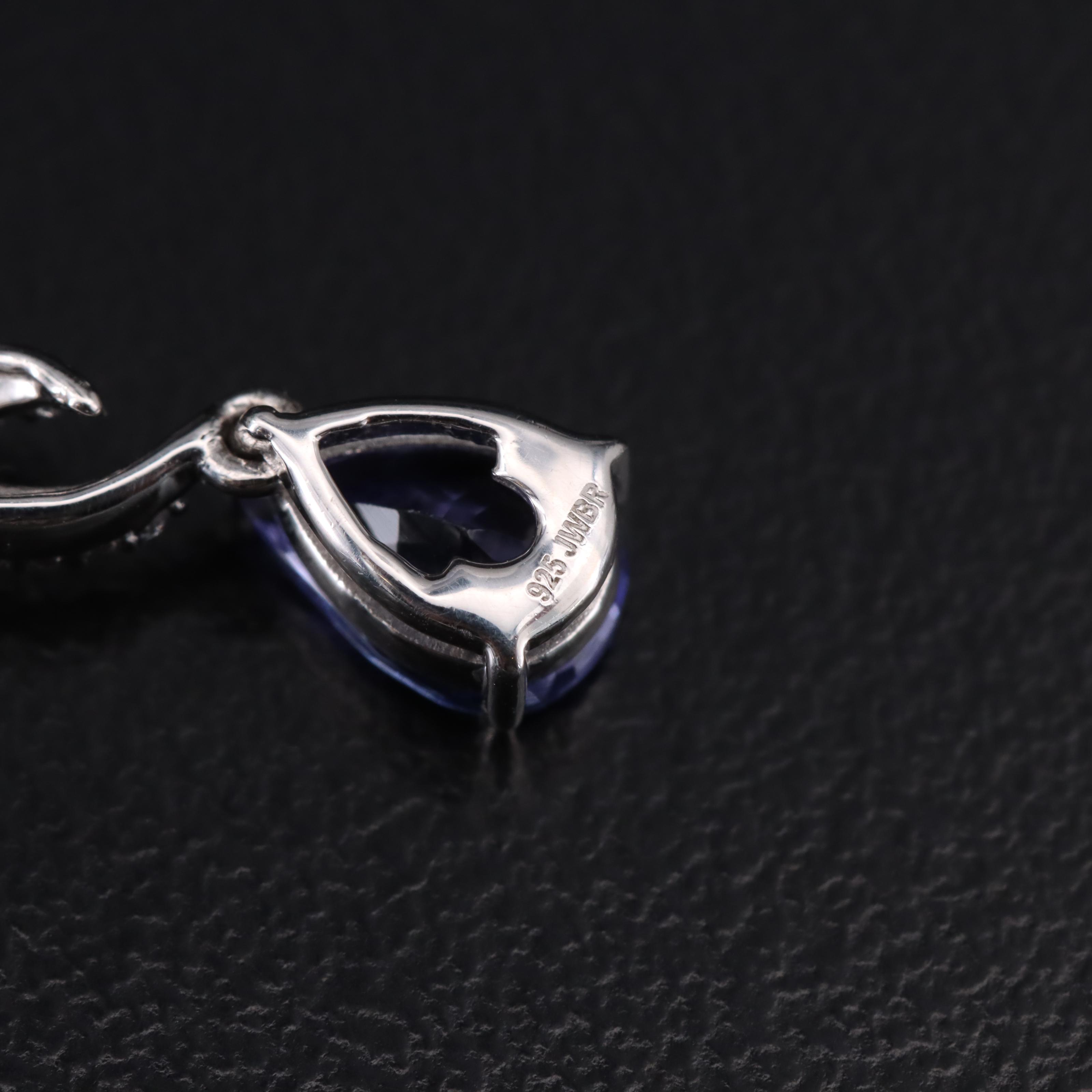 Sterling Tanzanite and White Sapphire Earrings