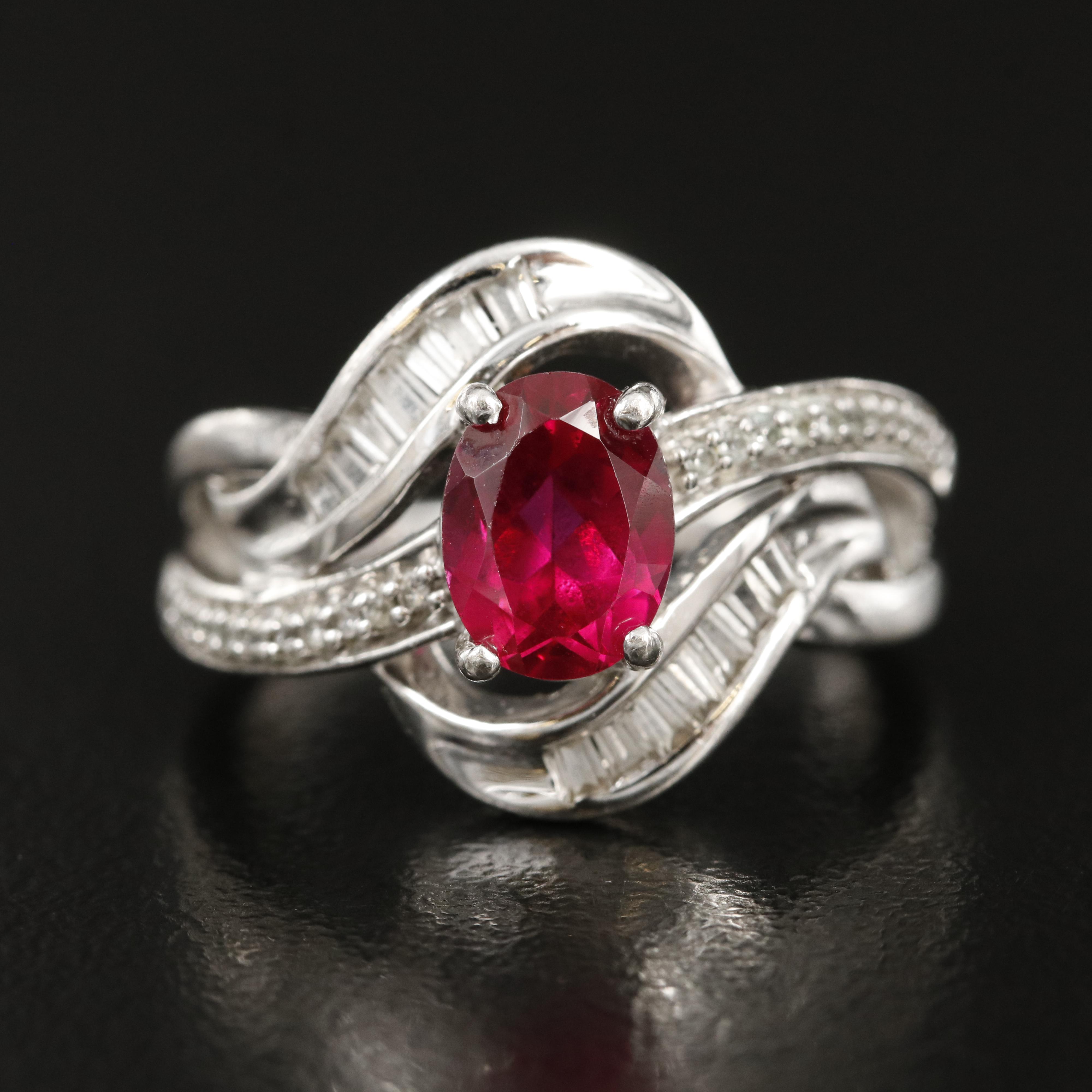 Sterling Ruby and White Sapphire Ring