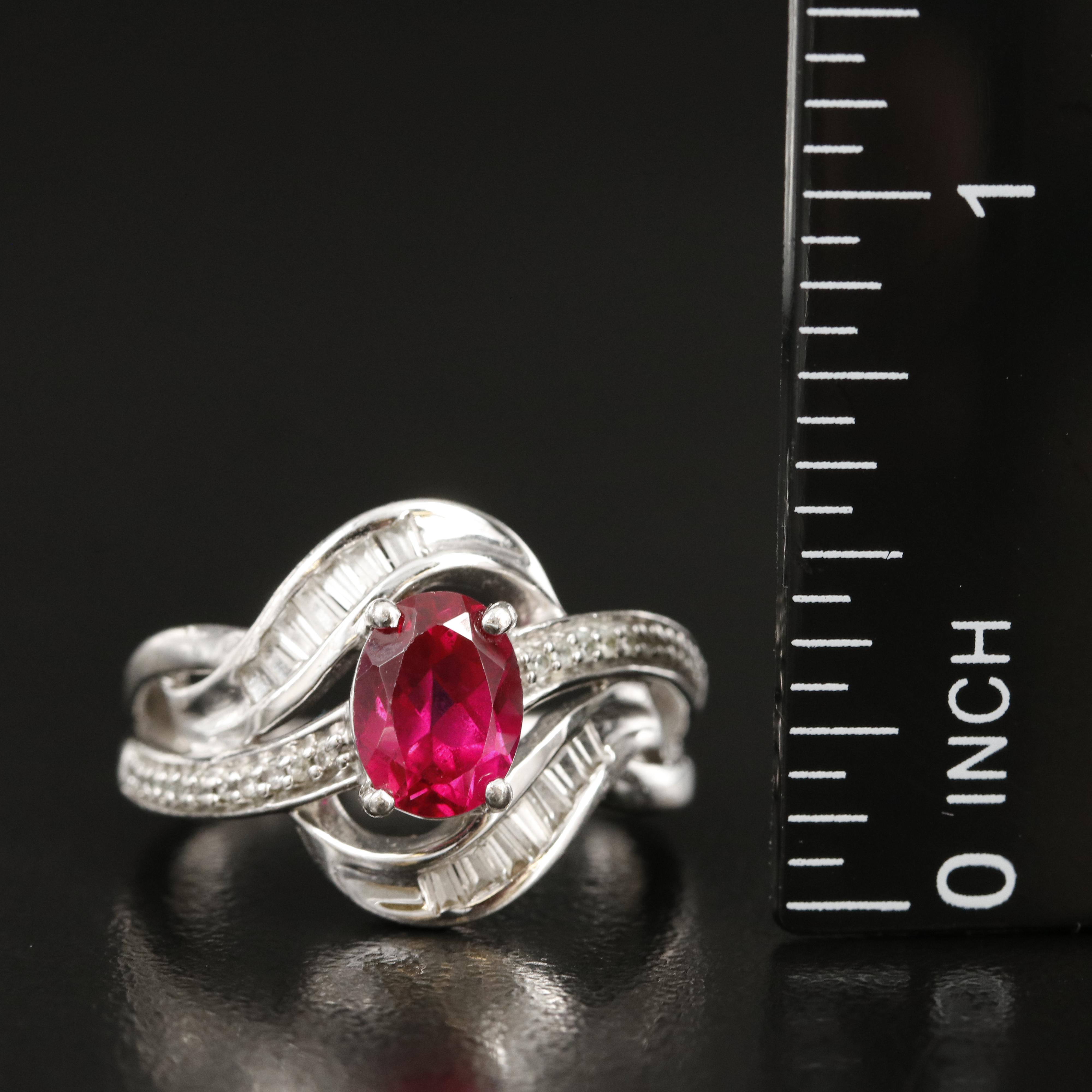 Sterling Ruby and White Sapphire Ring